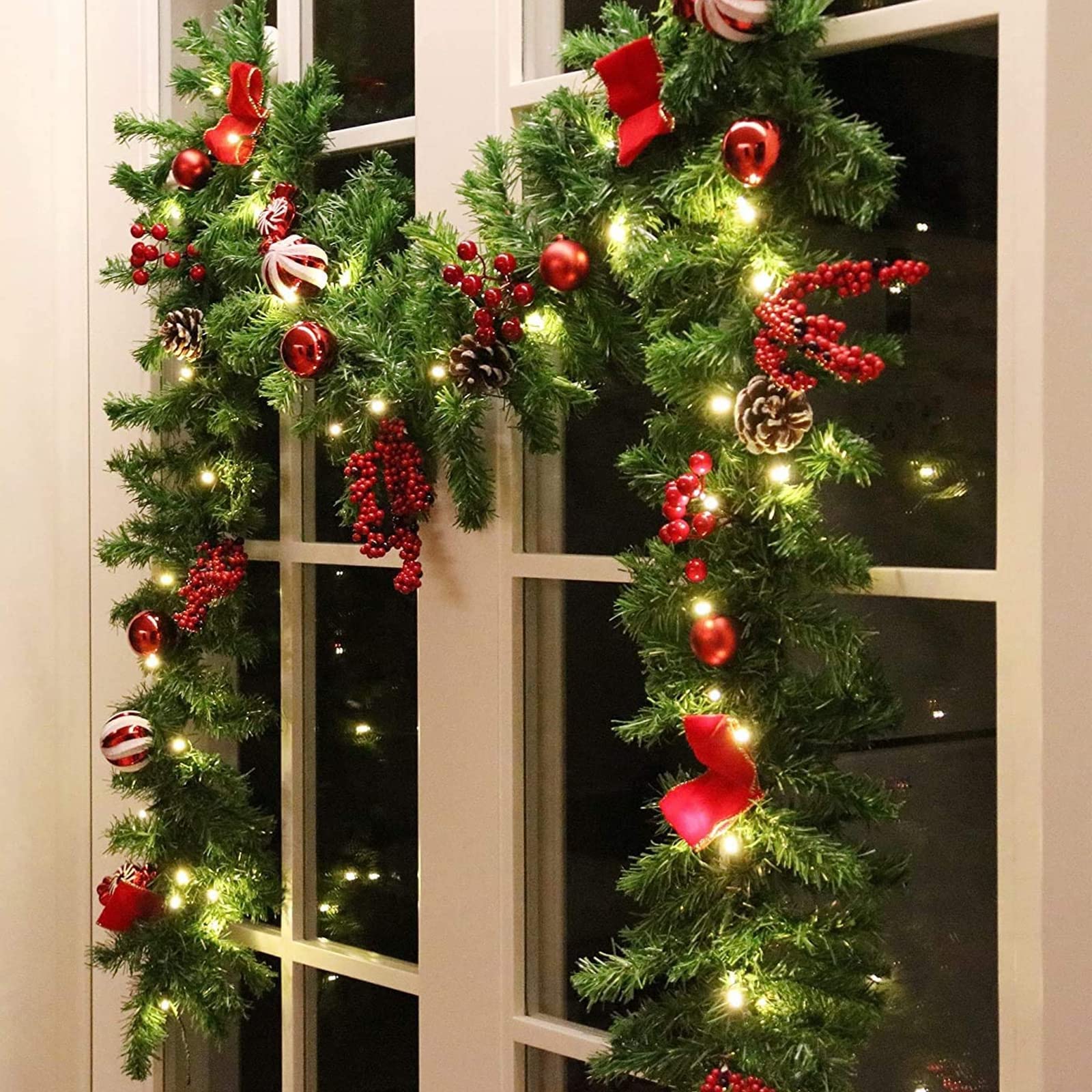 Guirnalda Navideña Mortime De 9 Pies Con Luces Led Y Adornos - Venta Internacional.