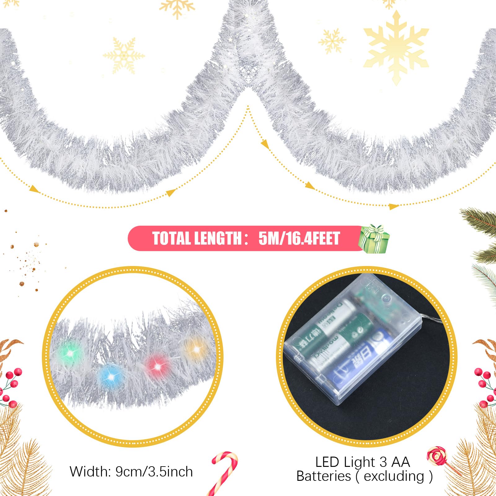 Foto 4 pulgar | Guirnalda De Árbol De Navidad Kingdder Prelit Con Luces - Venta Internacional.