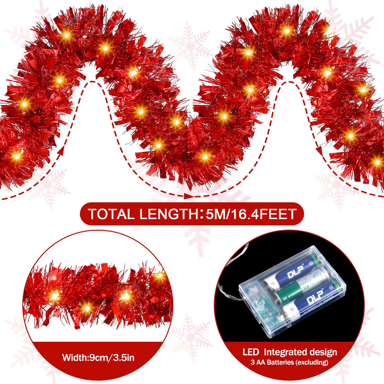 Foto 3 pulgar | Guirnalda Con Diseño De Árbol De Navidad, Diseño Kingdder, Preiluminada, Con Luces, 5 M - Venta Internacional.