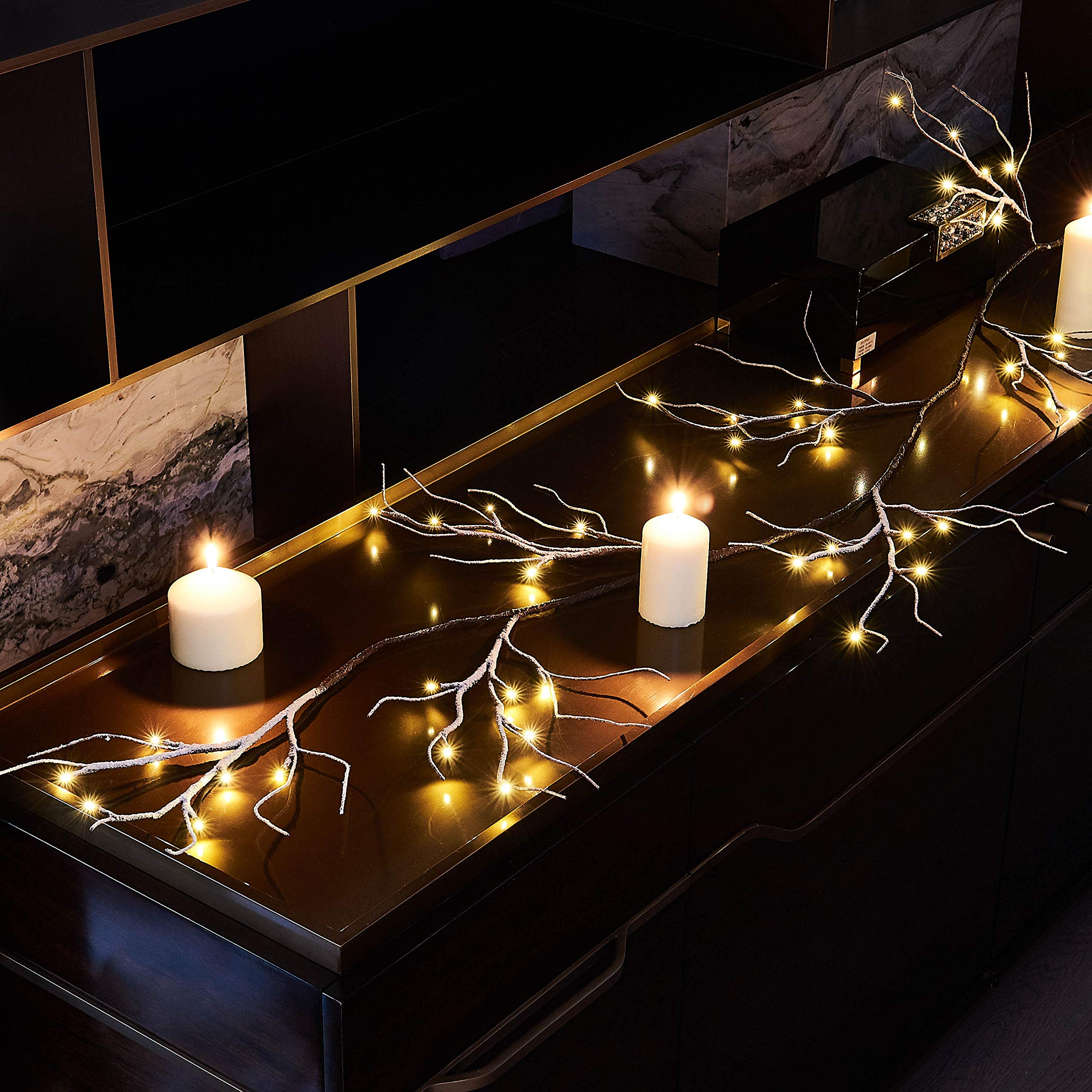 Foto 6 pulgar | Garland Lights Fudios Lit Snow Con Temporizador, 48 Led, Batería De 1,8 M - Venta Internacional.
