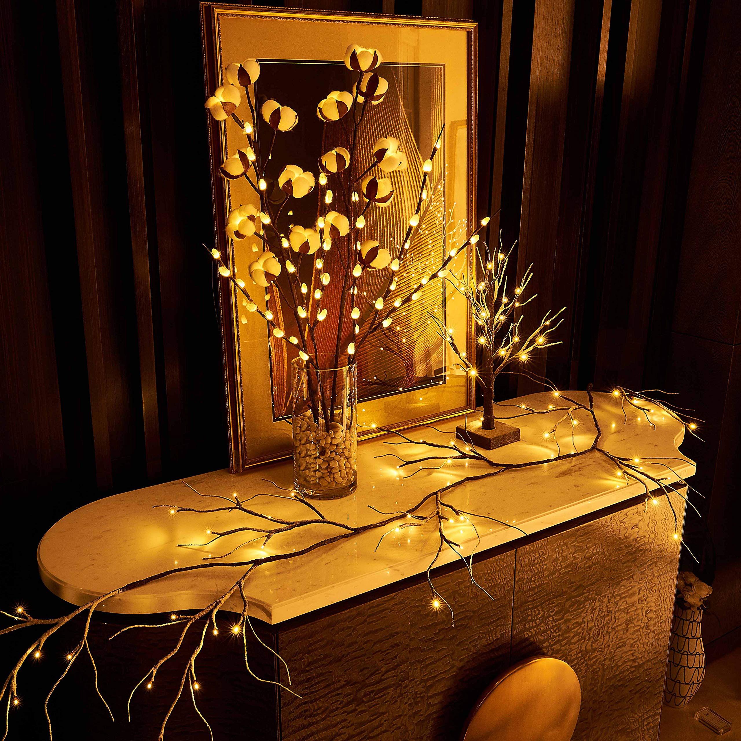 Foto 8 pulgar | Garland Lights Fudios Lit Snow Con Temporizador, 48 Led, Batería De 1,8 M - Venta Internacional.