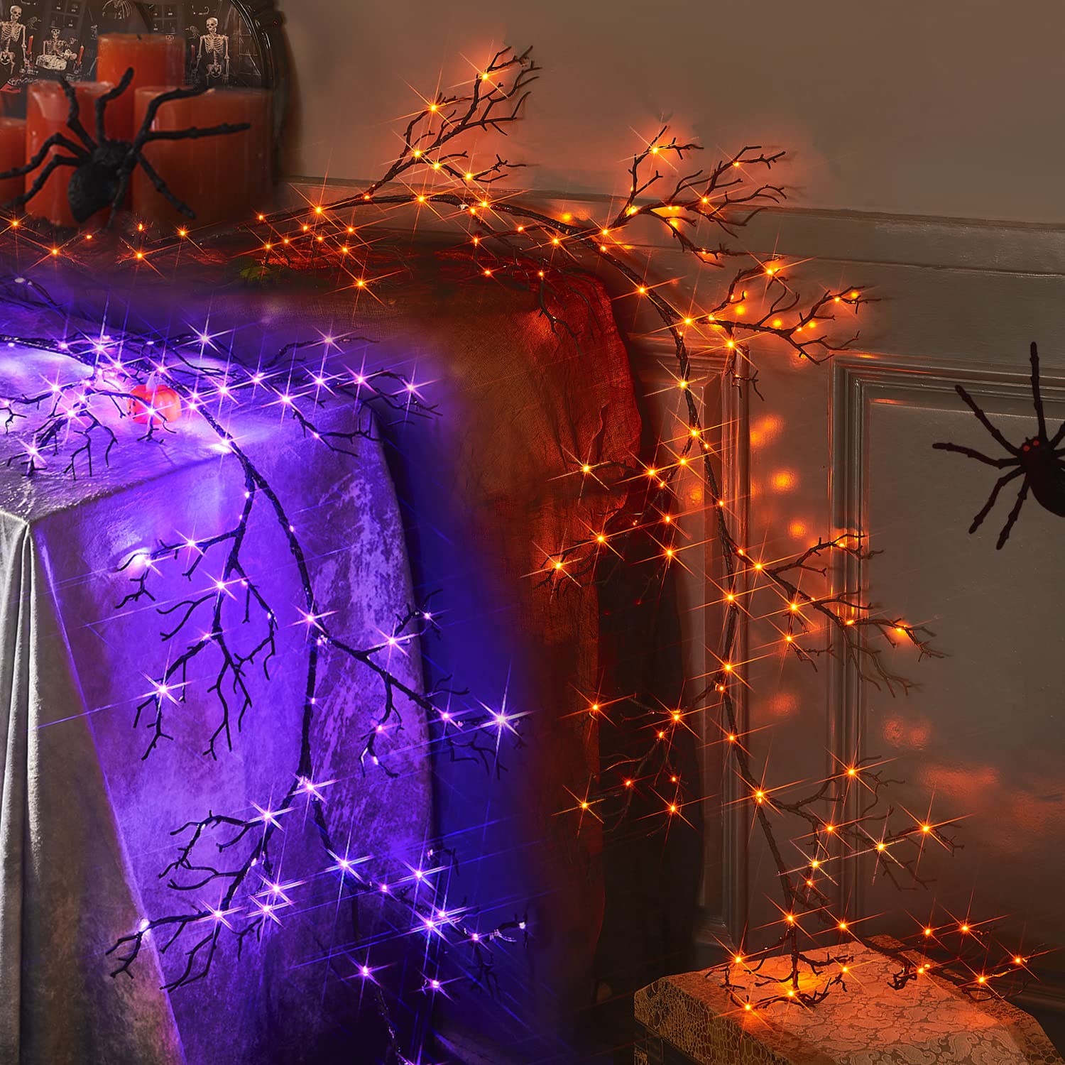 Foto 2 pulgar | Guirnalda De Halloween Fudios Iluminada Con 120 Led Naranjas/morados De 6 Pies - Venta Internacional.