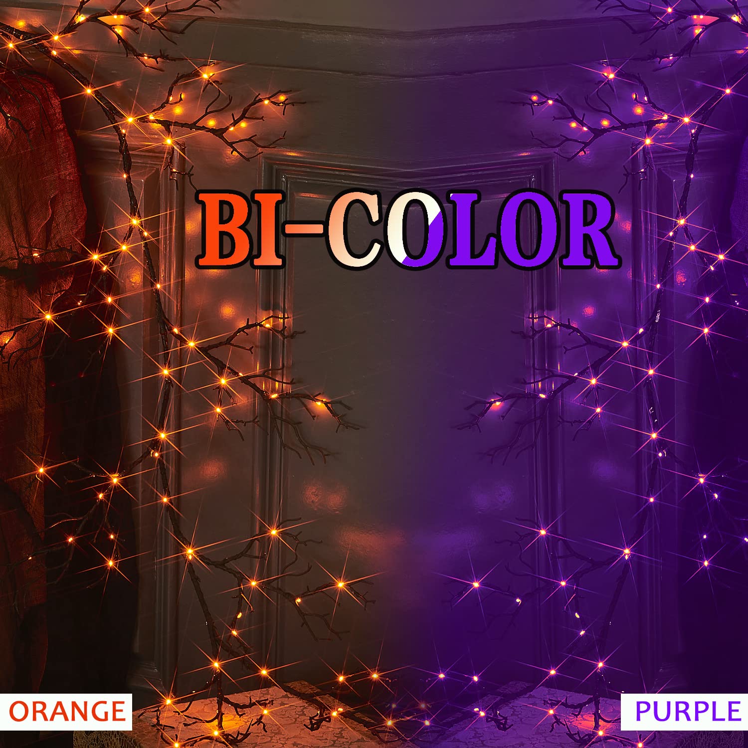 Foto 7 | Guirnalda De Halloween Fudios Iluminada Con 120 Led Naranjas/morados De 6 Pies - Venta Internacional.