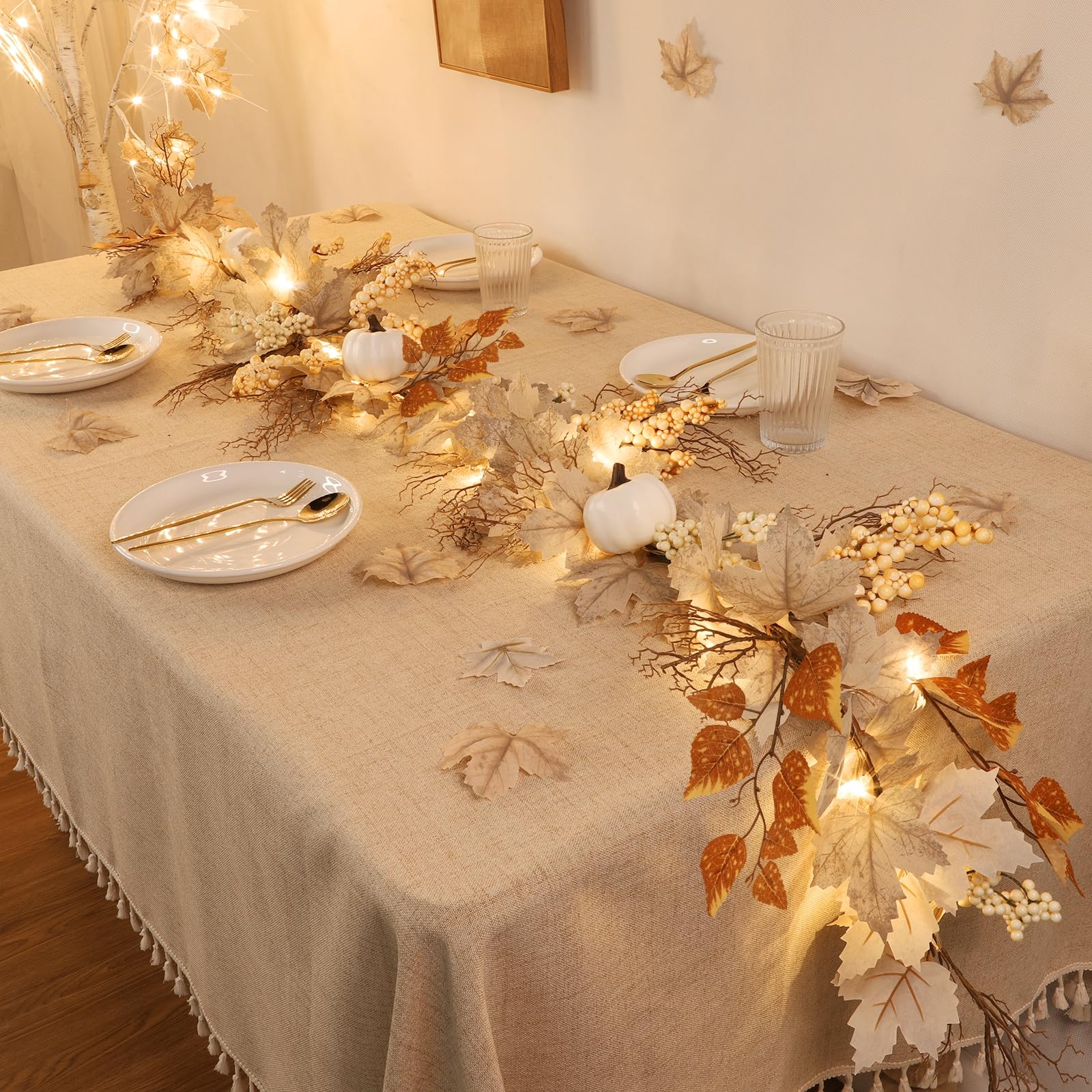Foto 5 | [guirnalda De Otoño] Turnmeon Con Hojas De Arce De 6 Pies Y Luces De Acción De Gracias - Venta Internacional.