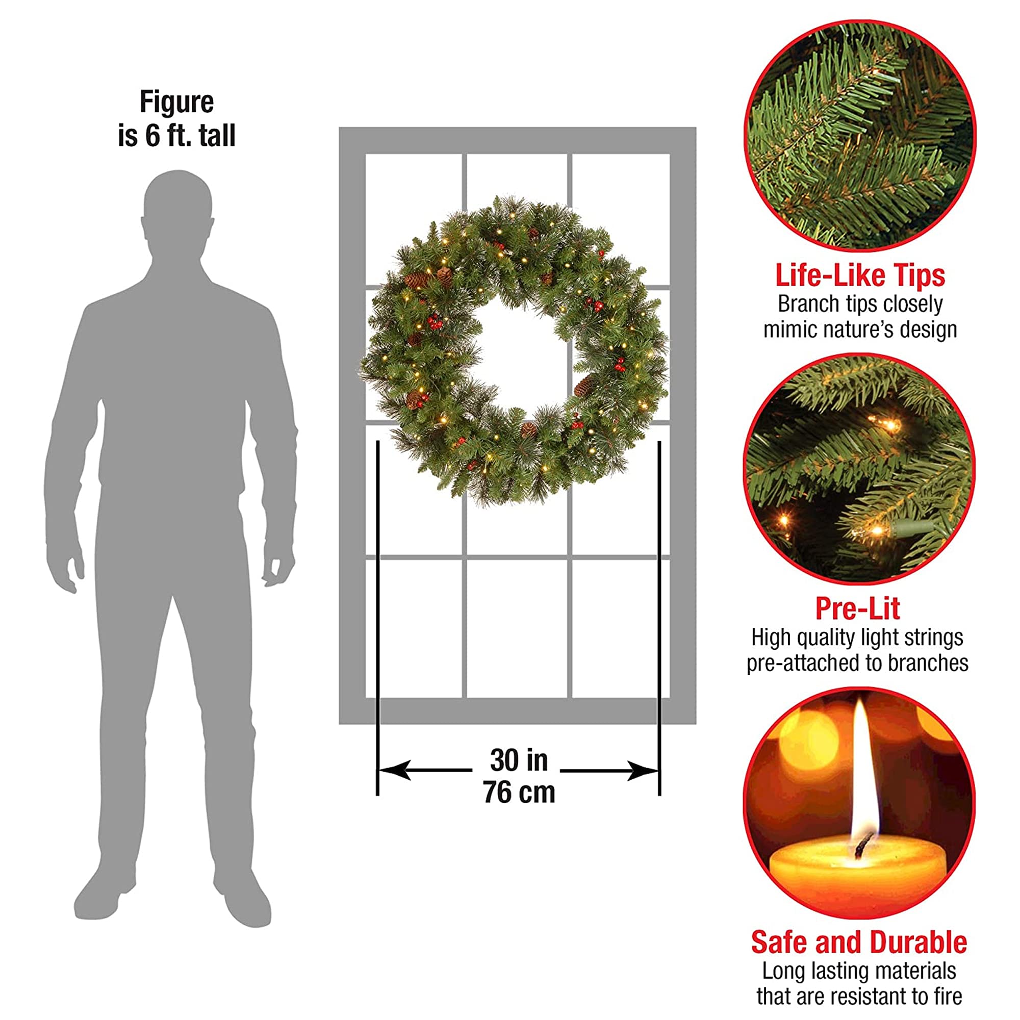 Foto 4 pulgar | Corona De Navidad De National Tree Company Crestwood, Abeto, 30 Cm - Venta Internacional.