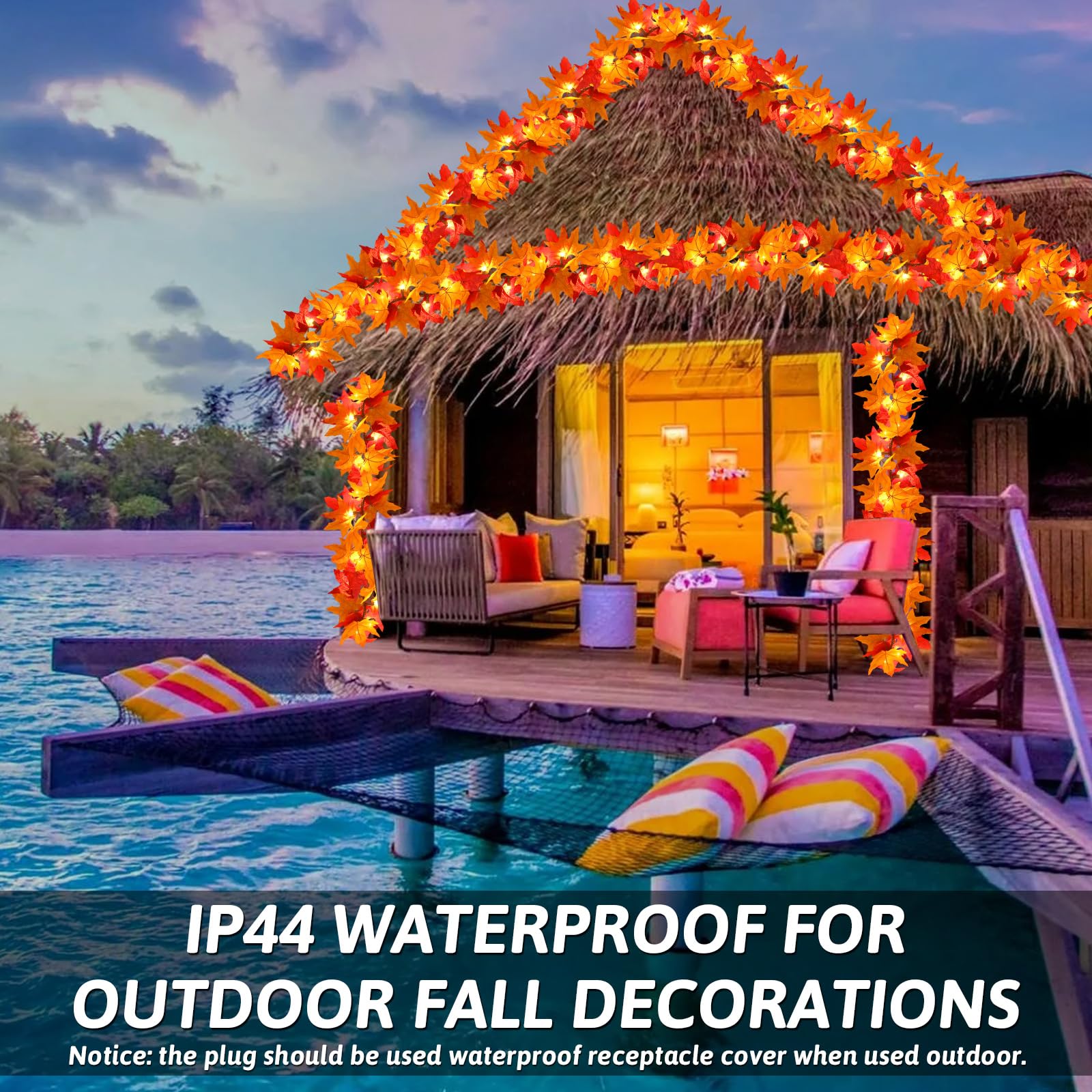 Foto 5 | Guirnalda De Otoño Ocato Para Decoración De Otoño Con Luces De 3,3 M Para Acción De Gracias - Venta Internacional.