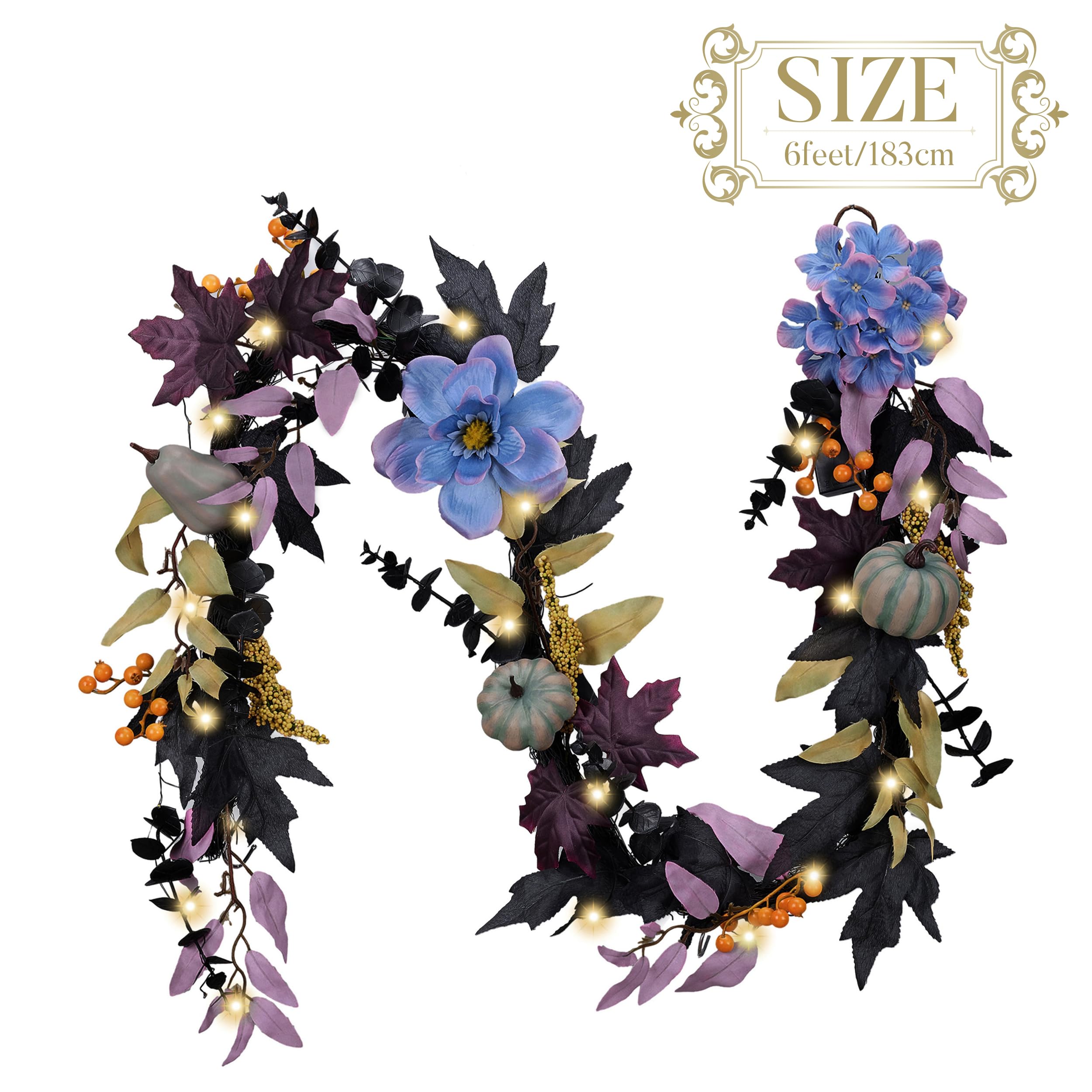 Foto 6 | Calabaza Garland Valery Madelyn, Flor De Seda Para Halloween, 6 Pies - Venta Internacional.