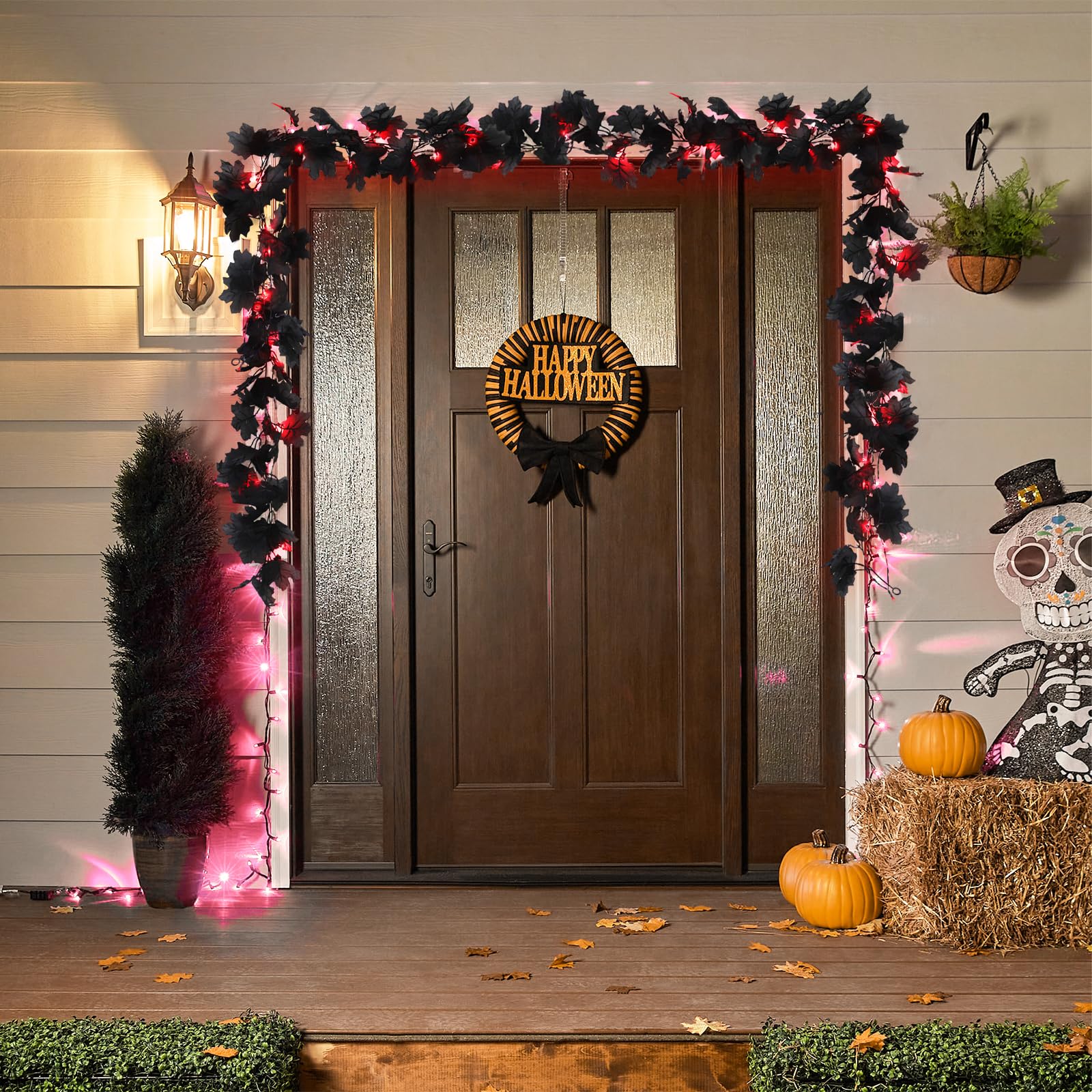 Foto 6 | Garland Recutms Halloween Otoño Con Luces En Forma De Hoja De Arce Negra X2 - Venta Internacional.