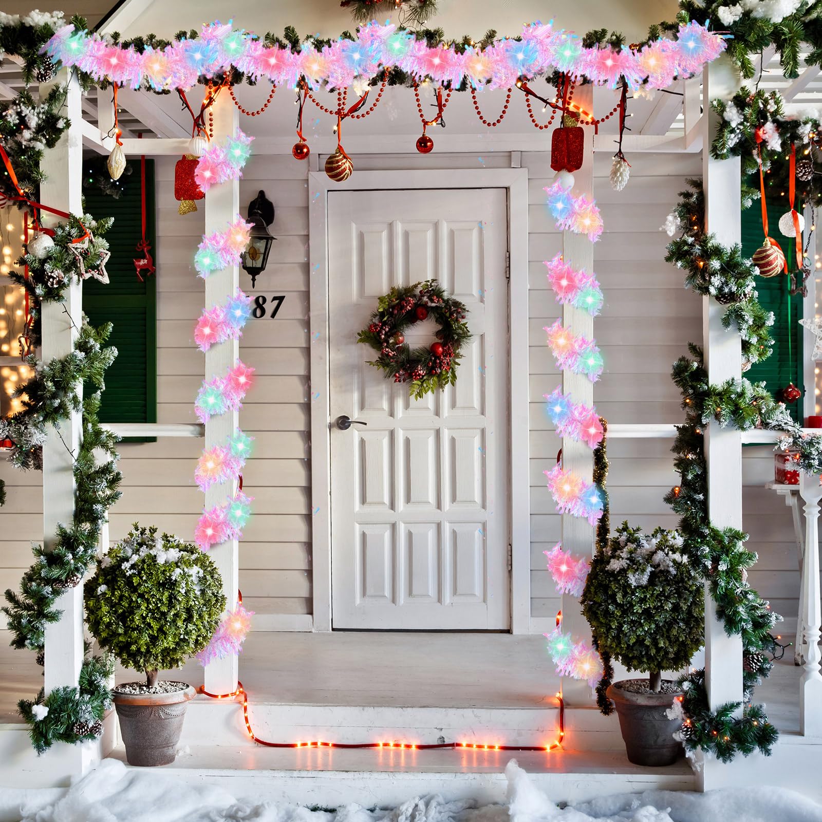 Foto 5 | Guirnalda Con Diseño De Árbol De Navidad, Diseño Kingdder, Preiluminada, Con Luces, 5 M - Venta Internacional.