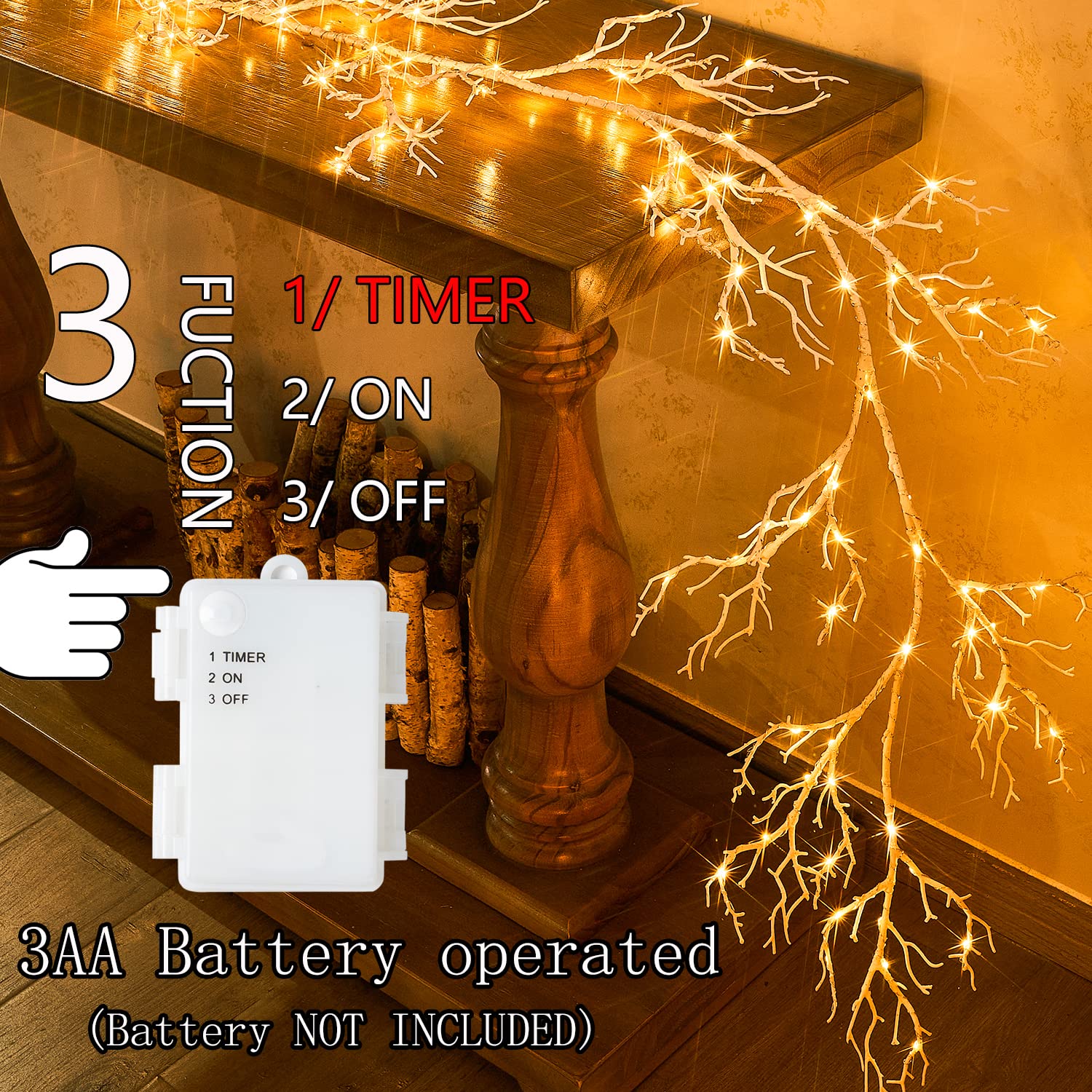 Foto 4 | Guirnalda De Luces Led, Color Blanco, Con Temporizador, 120 Guirnaldas De Luces Led - Venta Internacional.