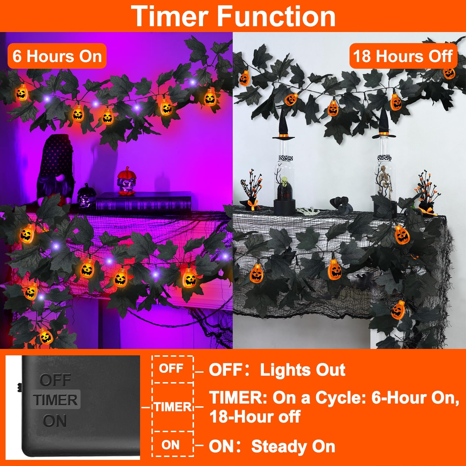 Foto 4 pulgar | Guirnalda De Halloween Turnmeon 3d Con Forma De Calabaza Con Temporizador De 13 Pies Y 40 Led - Venta Internacional.