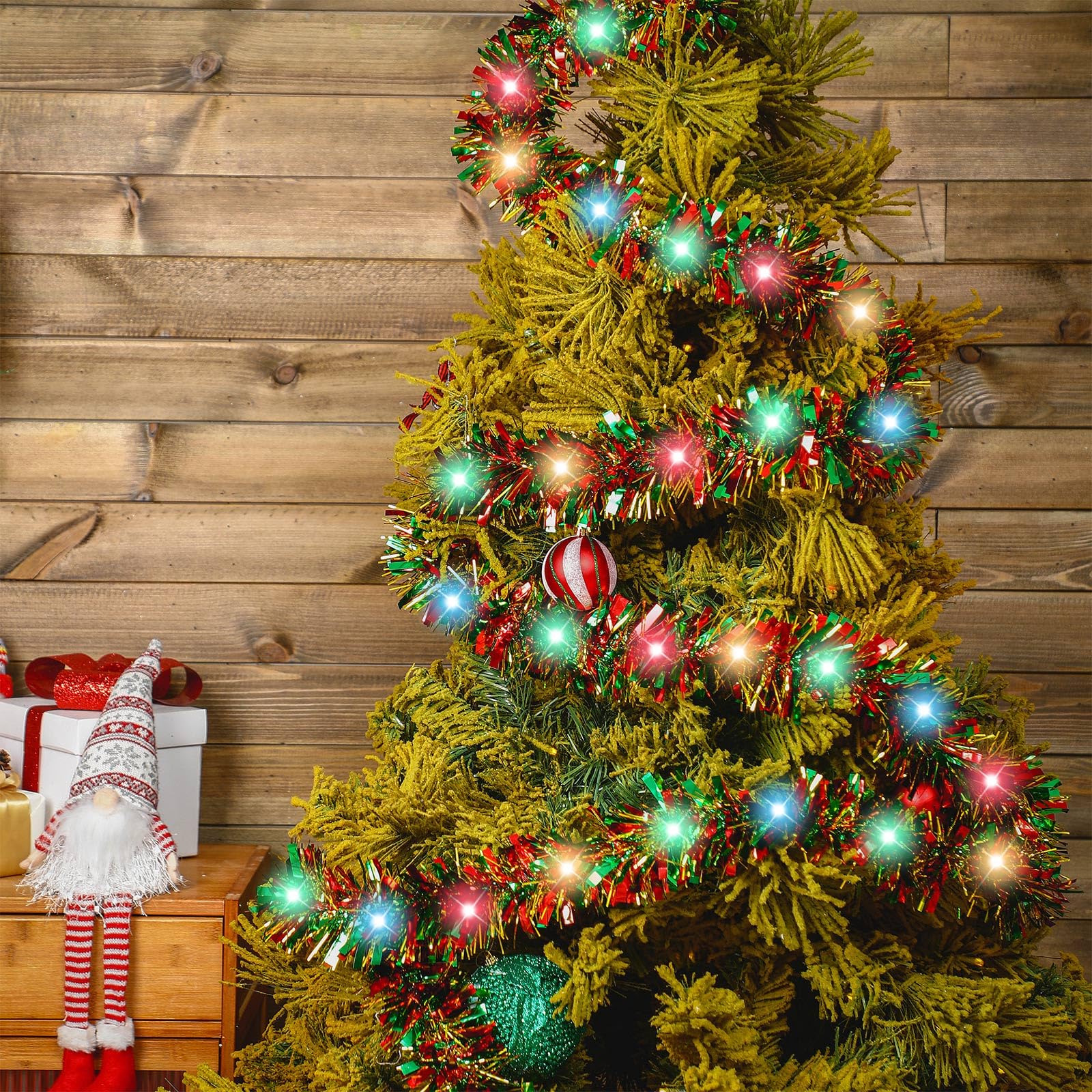 Foto 6 | Guirnalda Con Diseño De Árbol De Navidad, Diseño Kingdder, Preiluminada, Con Luces, 5 M - Venta Internacional.