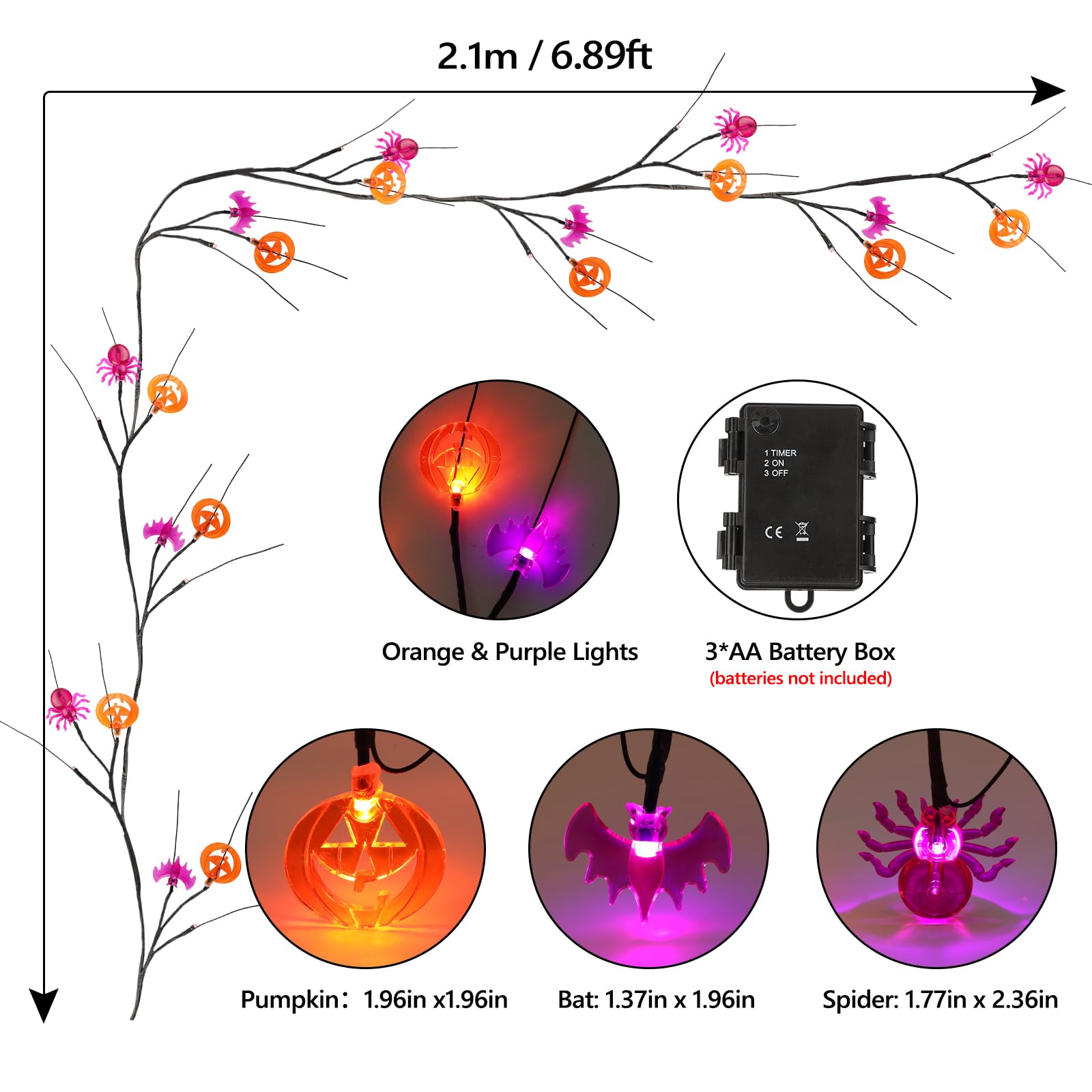 Foto 7 | Luces Toodour Willow Vine Para Decoración De Halloween, 7 Pies - Venta Internacional.