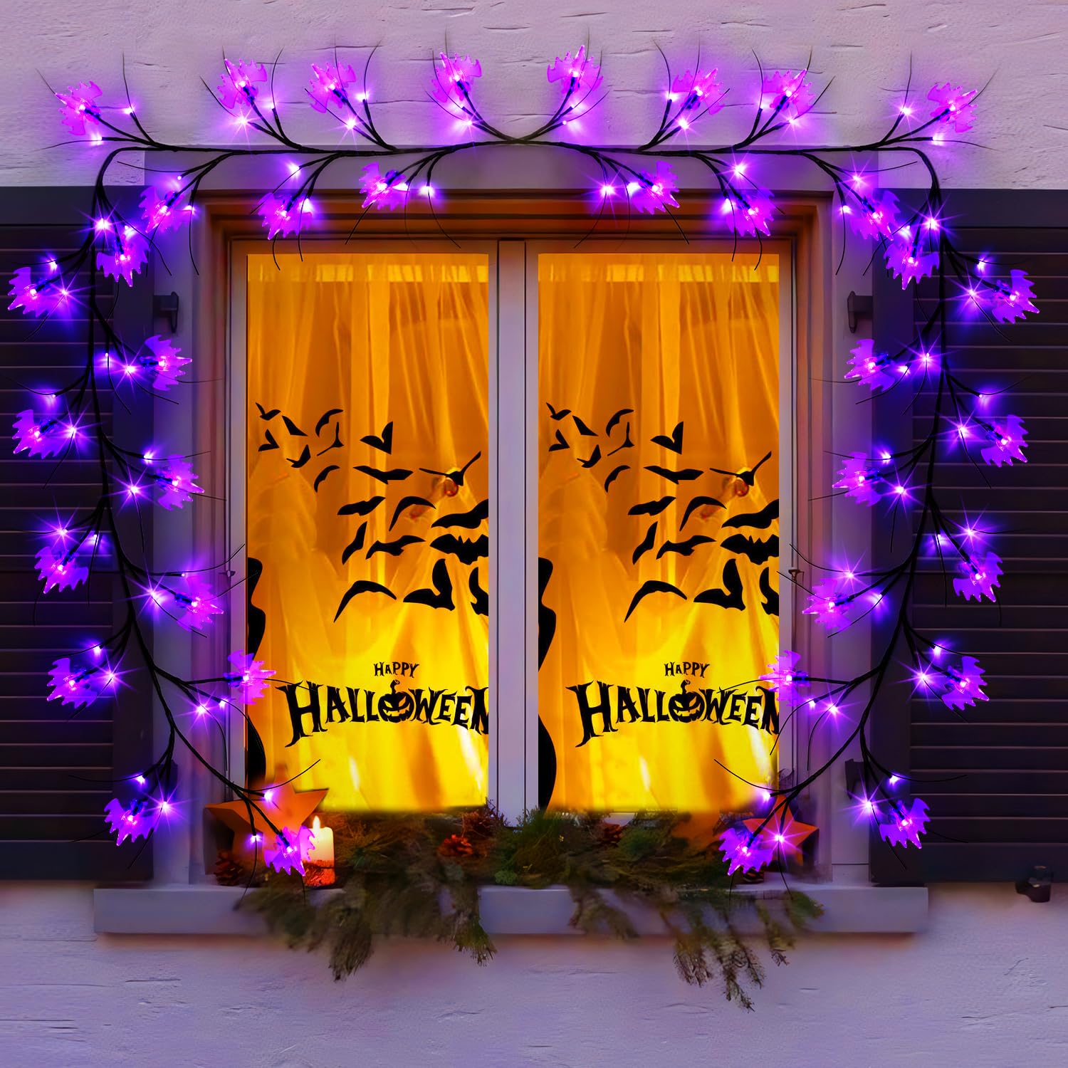 Foto 3 pulgar | Guirnalda De Halloween Jmexsuss De 1,8 M Con 54 Luces Led De Murciélagos Morados - Venta Internacional.