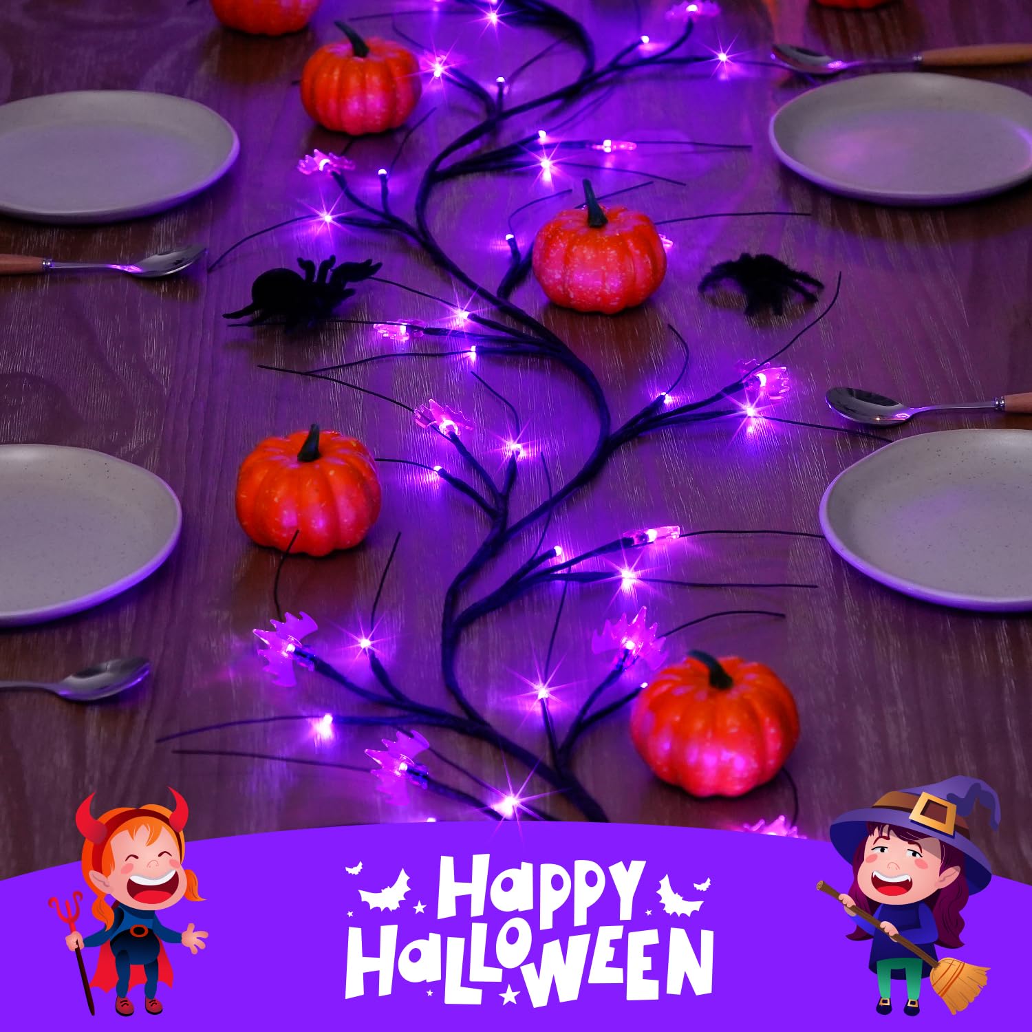 Foto 6 pulgar | Guirnalda De Halloween Jmexsuss De 1,8 M Con 54 Luces Led De Murciélagos Morados - Venta Internacional.