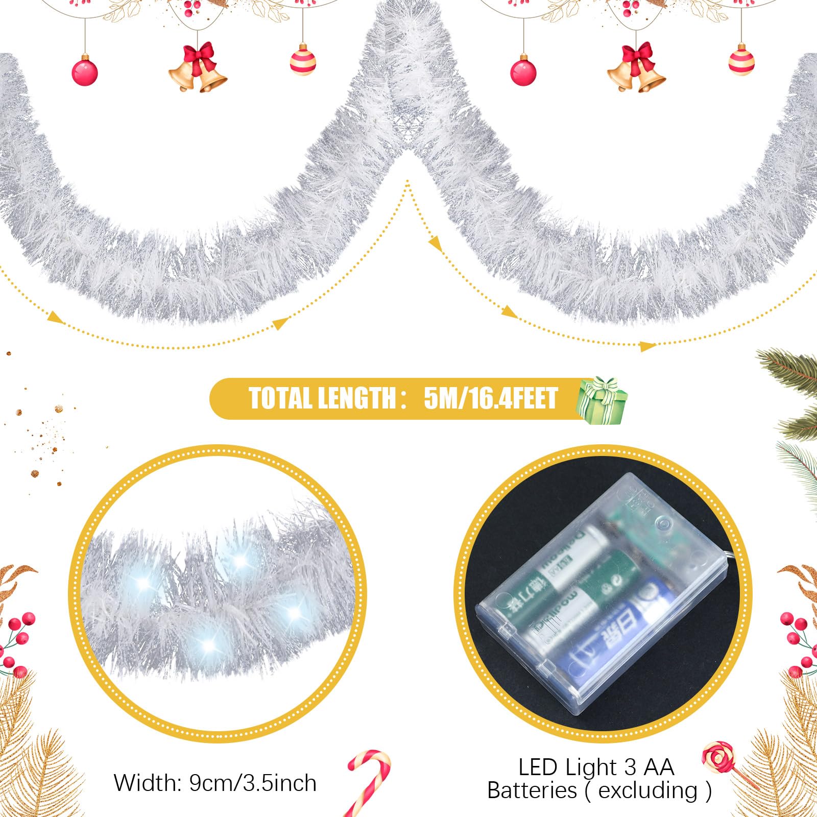 Foto 4 pulgar | Guirnalda De Árbol De Navidad Kingdder Prelit Con Luces - Venta Internacional.