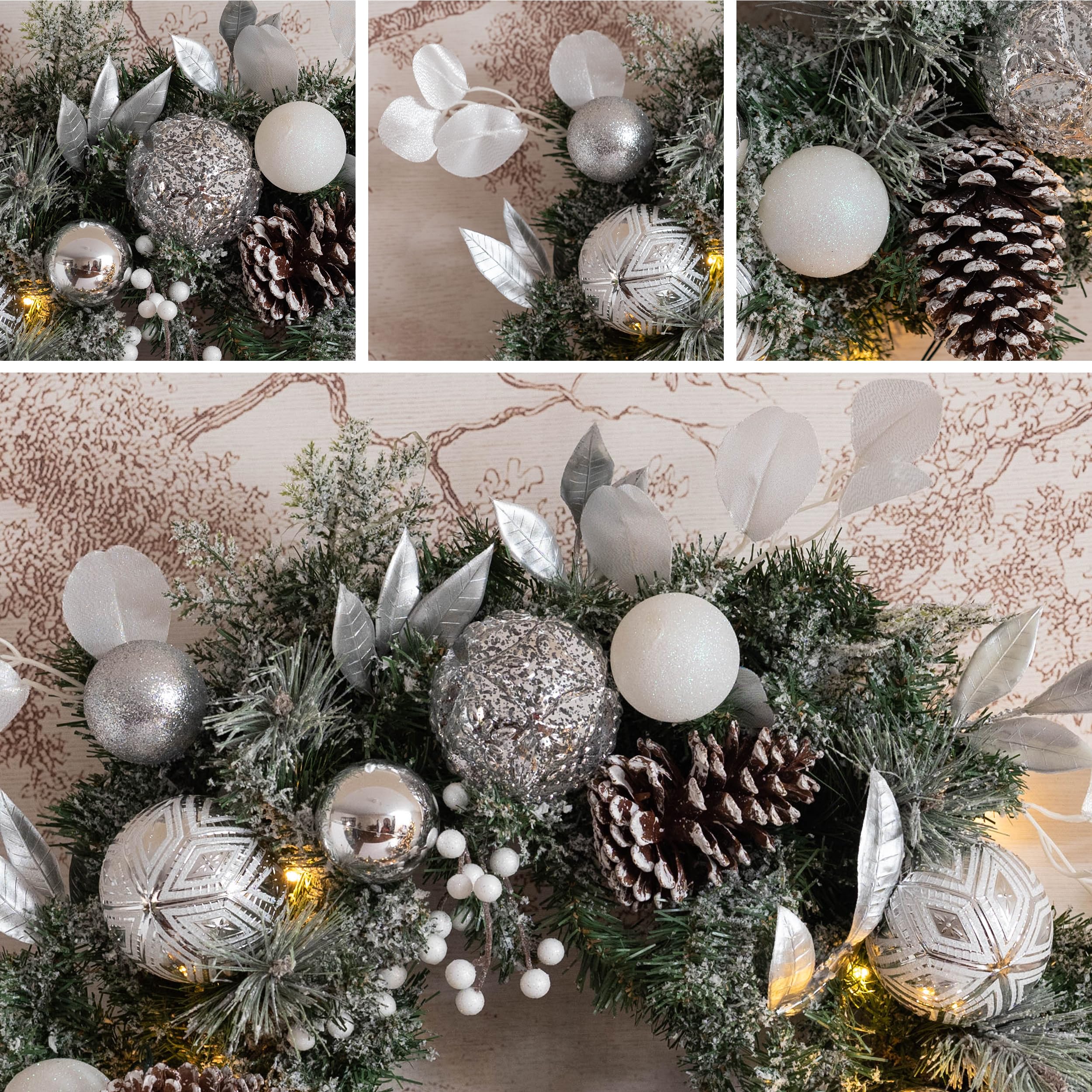 Foto 5 | Corona Navideña Valery Madelyn Preiluminada De 50 Cm Con Luces Y Adornos - Venta Internacional.