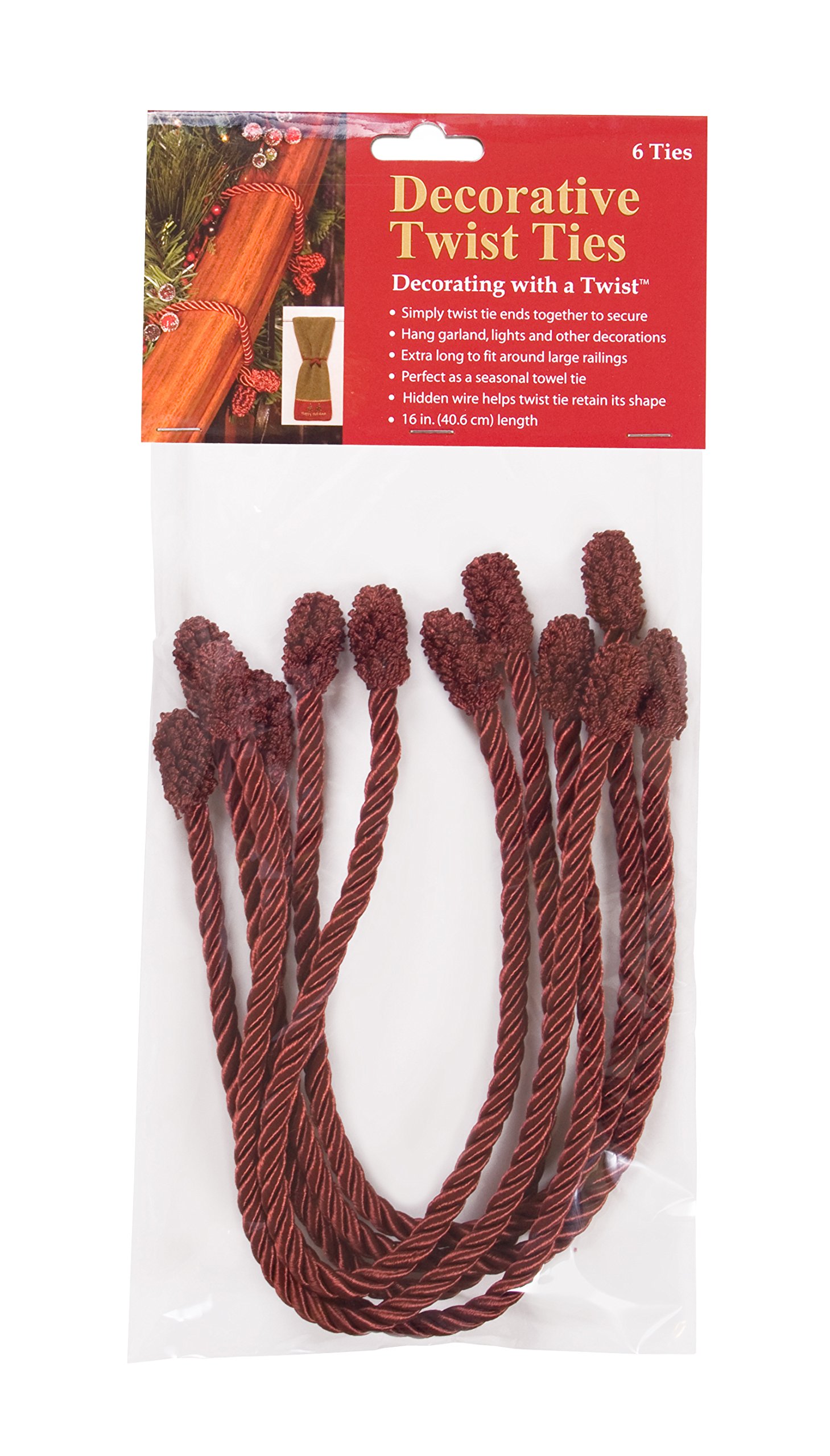 Foto 7 pulgar | Paquete De 6 Corbatas Retorcidas Decorativas Haute Decor, 40 Cm (color Burdeos) - Venta Internacional.