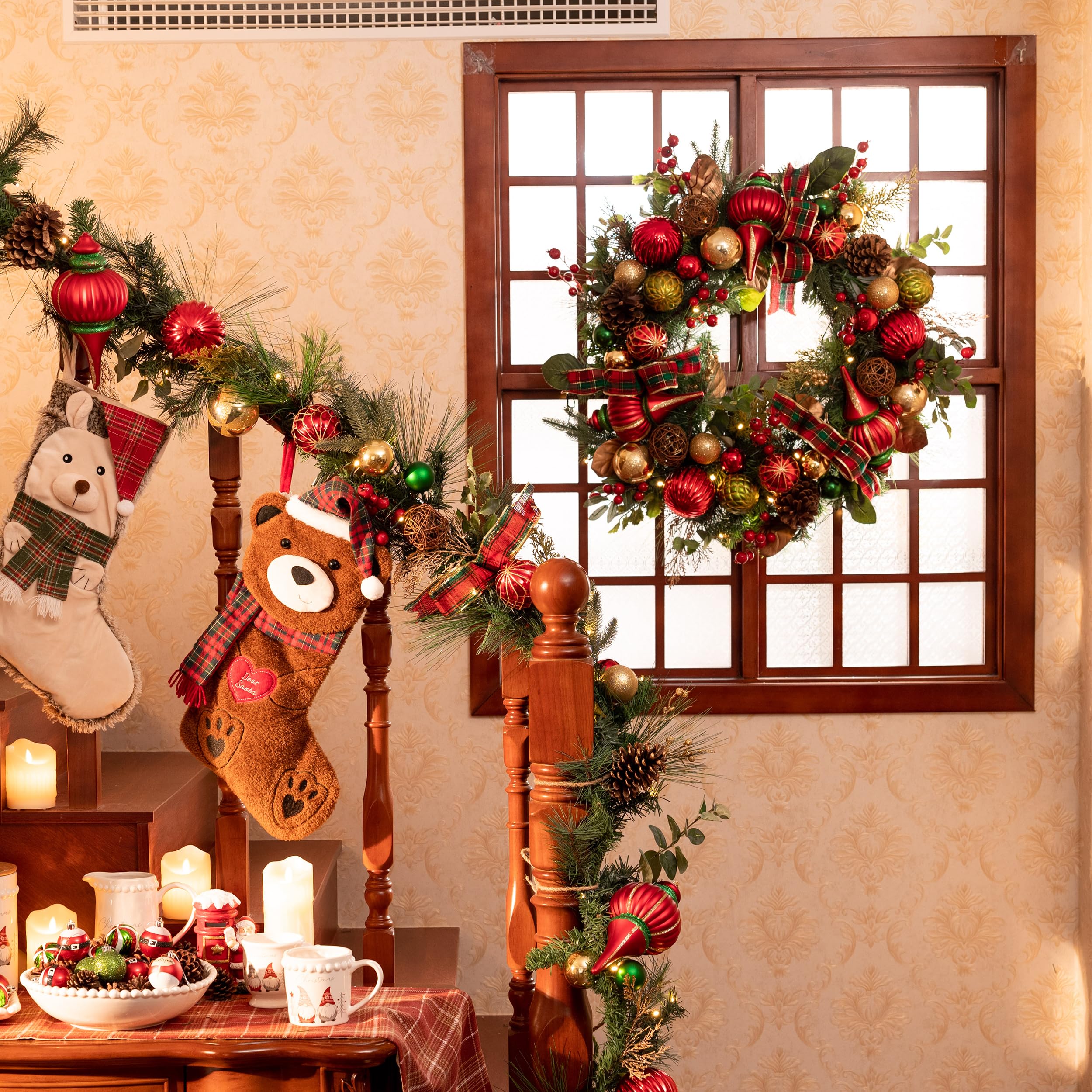 Foto 7 | Corona De Navidad Valery Madelyn De 76 Cm Con Luces Y Adornos - Venta Internacional.