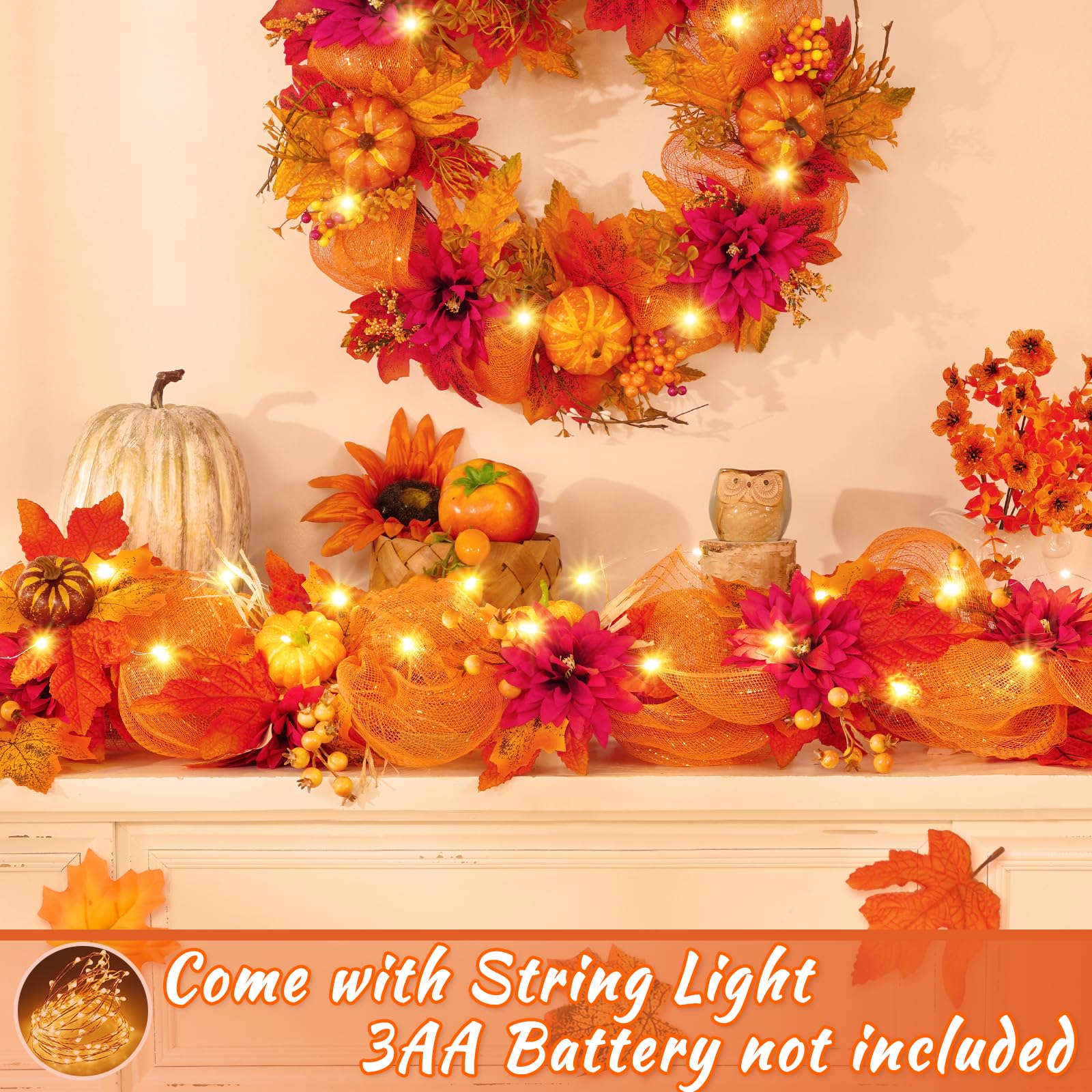 Foto 3 | Guirnalda De Otoño Bleum Cade Con Luces De 1,8 M Para El Hogar - Venta Internacional.