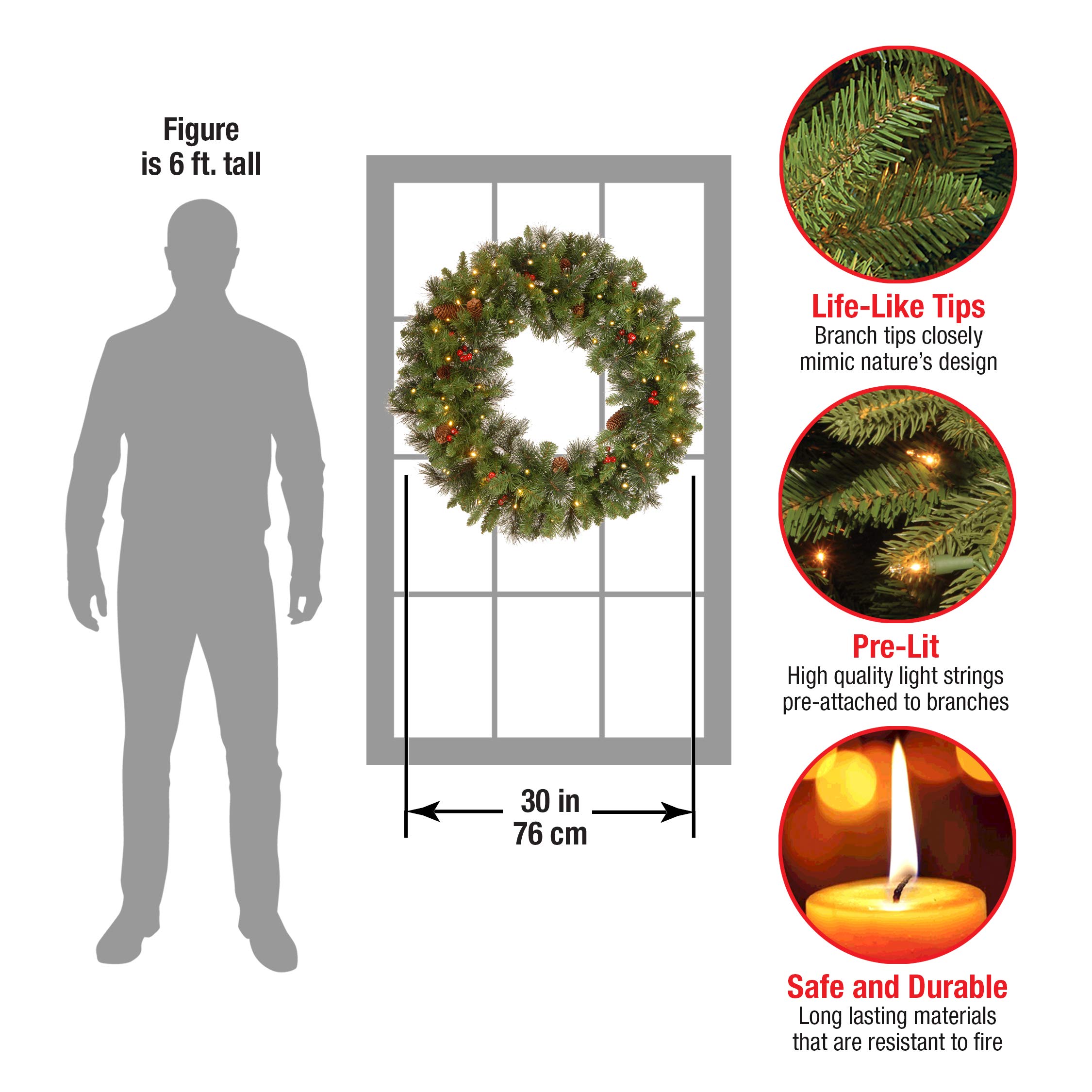 Foto 3 | Corona De Navidad De National Tree Company Carolina Pine, 30 Cm - Venta Internacional.