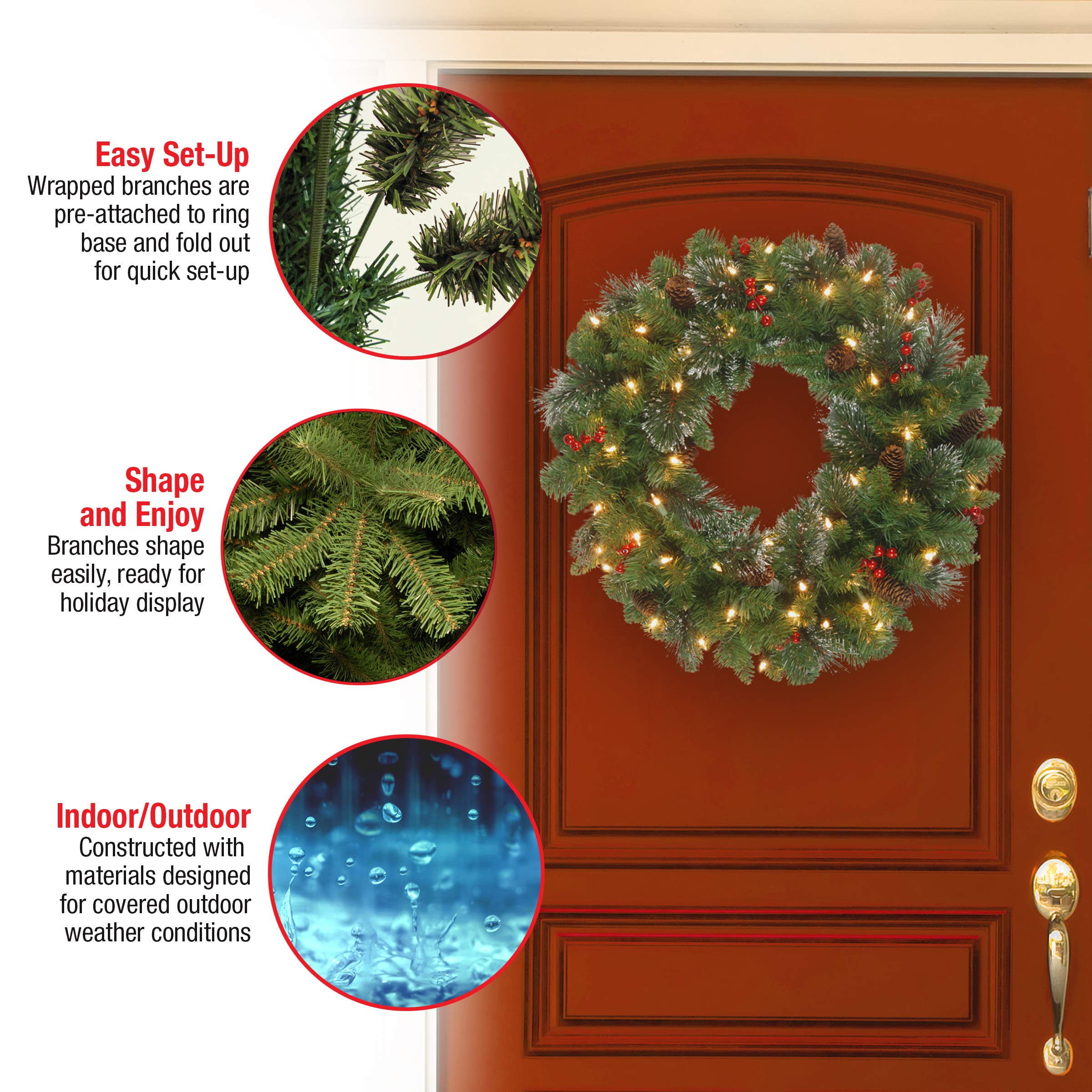 Foto 4 | Corona De Navidad De National Tree Company Carolina Pine, 30 Cm - Venta Internacional.