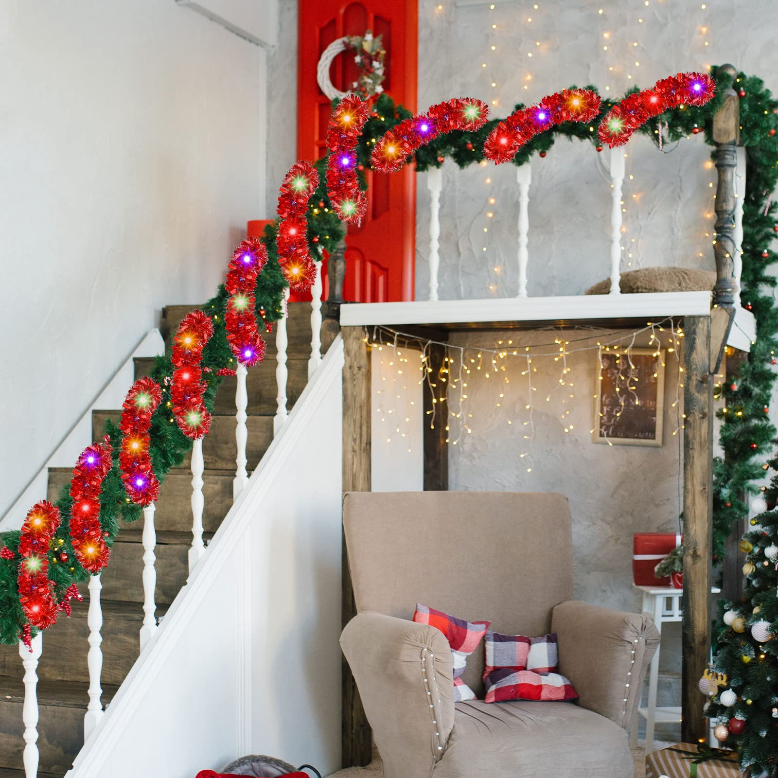 Foto 5 | Guirnalda De Árbol De Navidad Kingdder Prelit Con Luces - Venta Internacional.