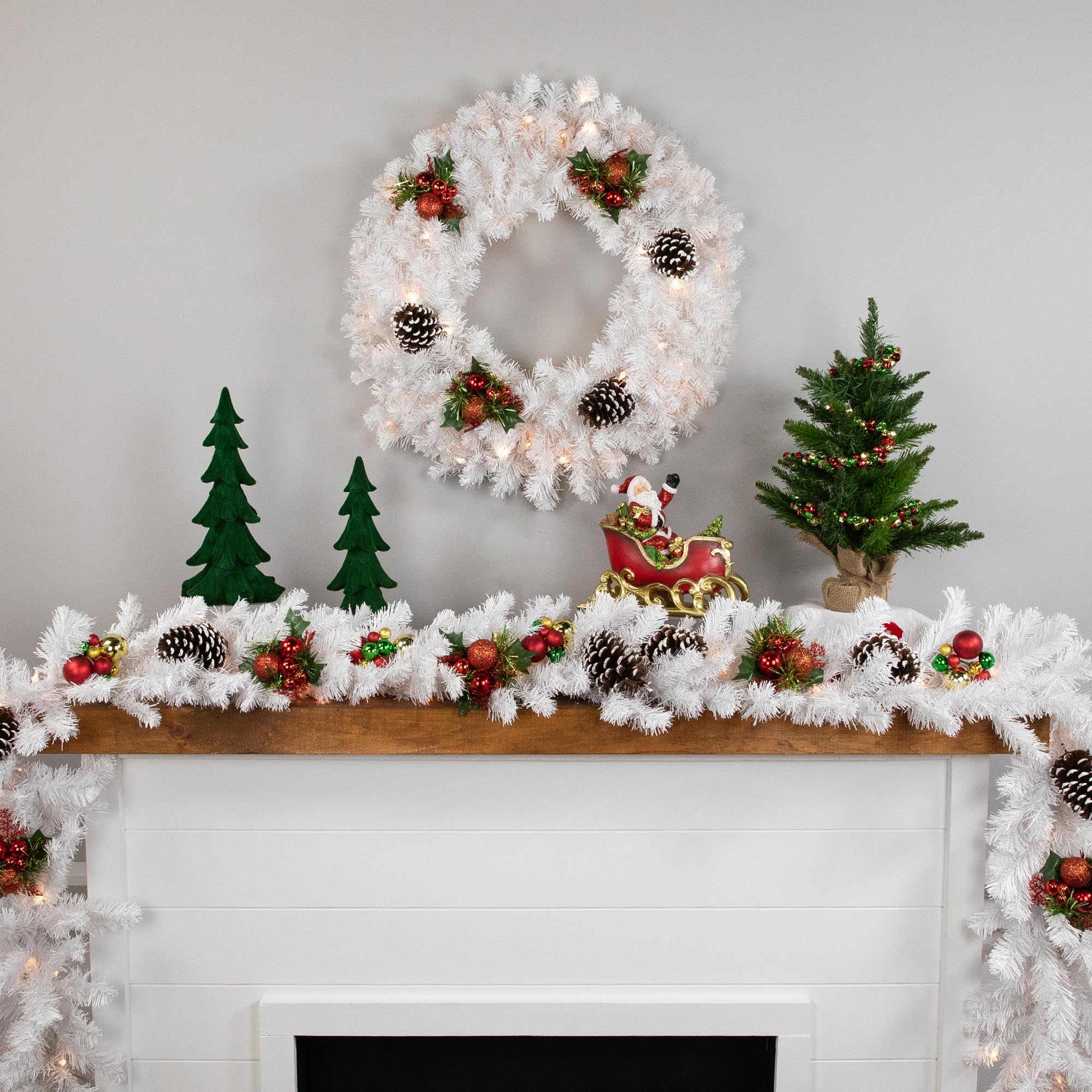 Foto 4 pulgar | Corona De Navidad Northlight, Blanca Como La Nieve, Con Luces Transparentes, 24 Cm - Venta Internacional.