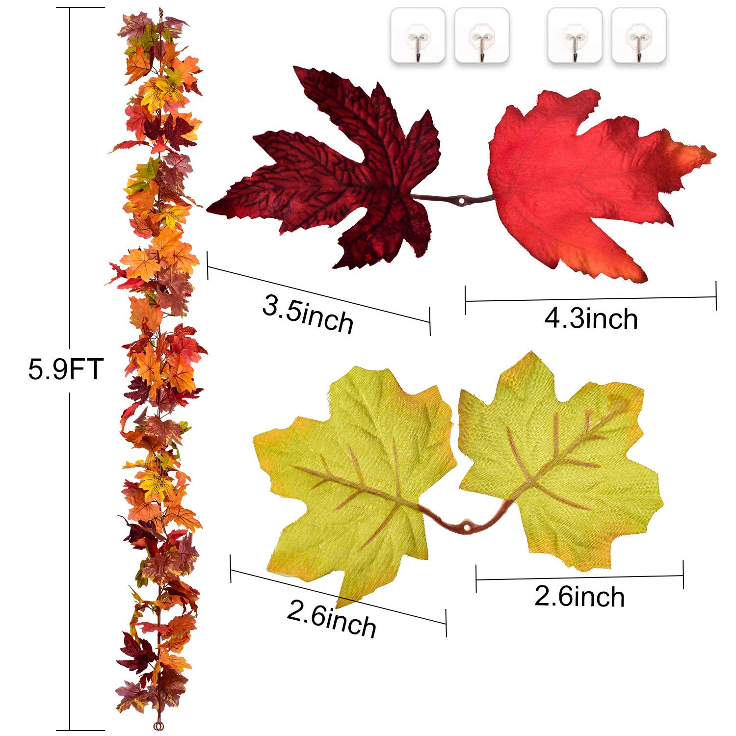 Foto 4 pulgar | Garland Dearhouse Fall Maple Leaf, 1,8 M, Paquete De 2 Unidades, Día De Acción De Gracias - Venta Internacional.