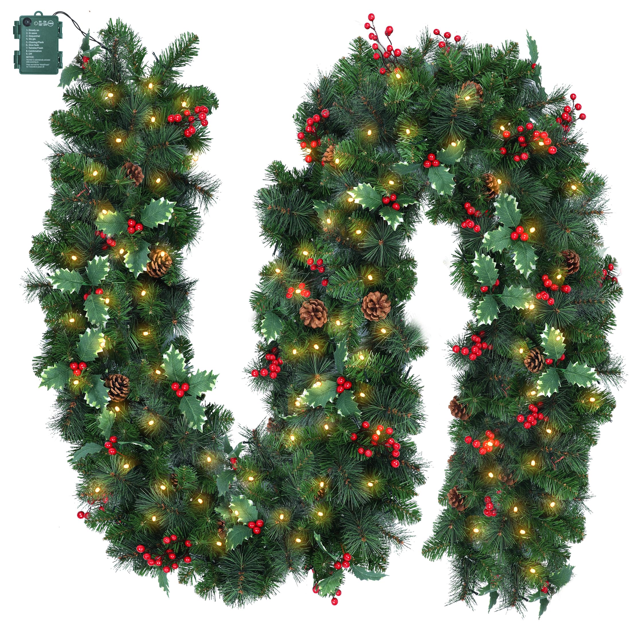 Guirnalda Navideña Brightown Preiluminada De 9 Pies Con 100 Luces Led - Venta Internacional.