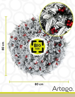 Foto 4 | Corona De Navidad Nevada De 80cm Huge Big Size Iluminada Con Berries Y 3 Tipos De Rama Premium Claret Guirnalda