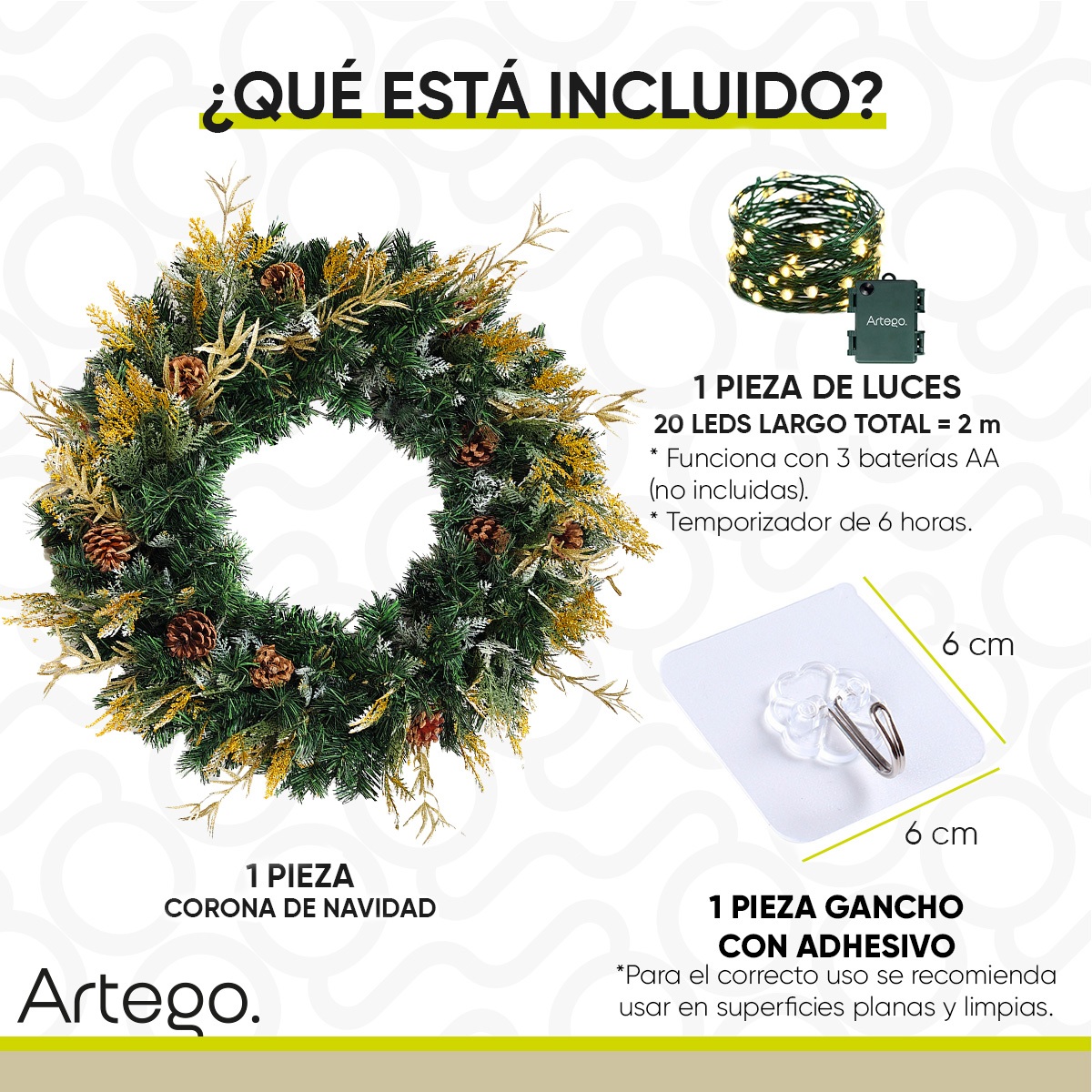 Foto 6 pulgar | Corona De Navidad 50cm Iluminada Dorada Con Piñas Blissful Con 2 Tipos De Rama Pvc Y Pe Guirnalda Luces Led Cálida Ne