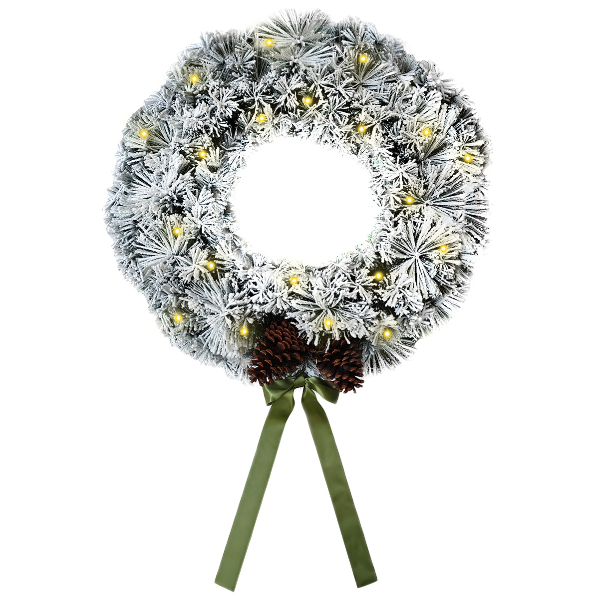 Foto 1 | Corona De Navidad 50cm Iluminada Nevada Con 2 Piñas Gigantes Mistletoe Con 2 Tipos De Rama Pine Y Pvc Guirnalda Luces