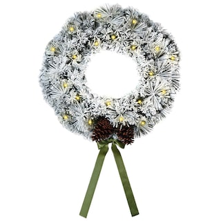 Foto 1 | Corona De Navidad 50cm Iluminada Nevada Con 2 Piñas Gigantes Mistletoe Con 2 Tipos De Rama Pine Y Pvc Guirnalda Luces