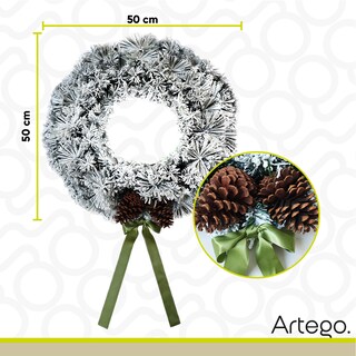 Foto 4 | Corona De Navidad 50cm Iluminada Nevada Con 2 Piñas Gigantes Mistletoe Con 2 Tipos De Rama Pine Y Pvc Guirnalda Luces