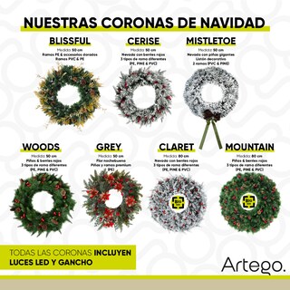 Foto 6 | Corona De Navidad 50cm Iluminada Nevada Con 2 Piñas Gigantes Mistletoe Con 2 Tipos De Rama Pine Y Pvc Guirnalda Luces