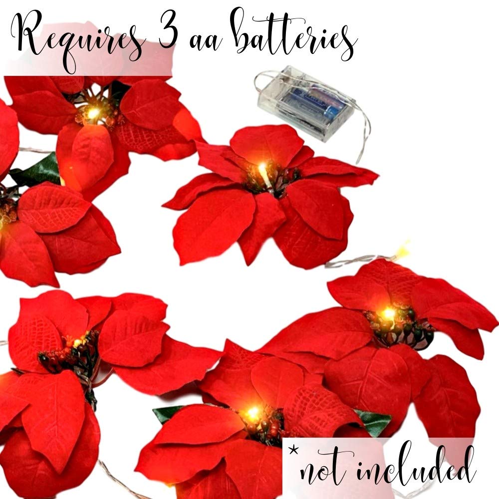 Foto 4 | Guirnalda De Flores De Pascua Iluminada Con Diseños De Arándanos, 2,3 M, Con Led - Venta Internacional.