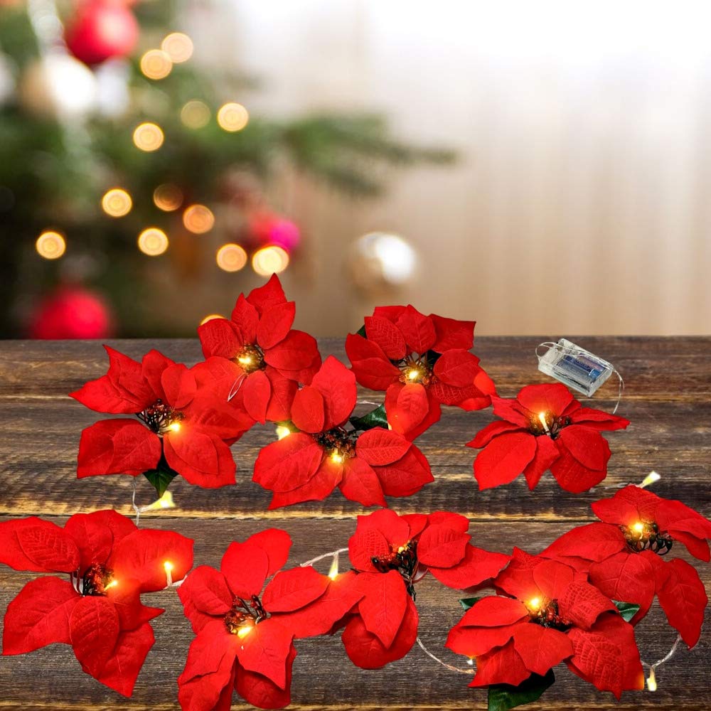 Foto 5 | Guirnalda De Flores De Pascua Iluminada Con Diseños De Arándanos, 2,3 M, Con Led - Venta Internacional.