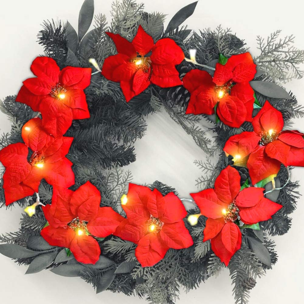 Foto 7 pulgar | Guirnalda De Flores De Pascua Iluminada Con Diseños De Arándanos, 2,3 M, Con Led - Venta Internacional.