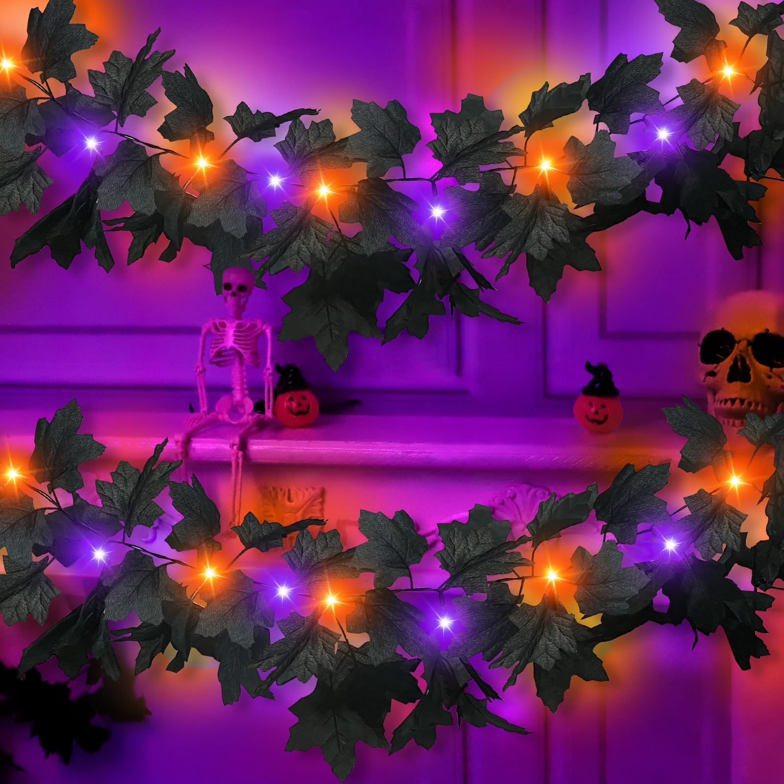 Foto 2 pulgar | Guirnalda Negra Turnmeon para Halloween 13 Pies y 40 Led - Venta Internacional