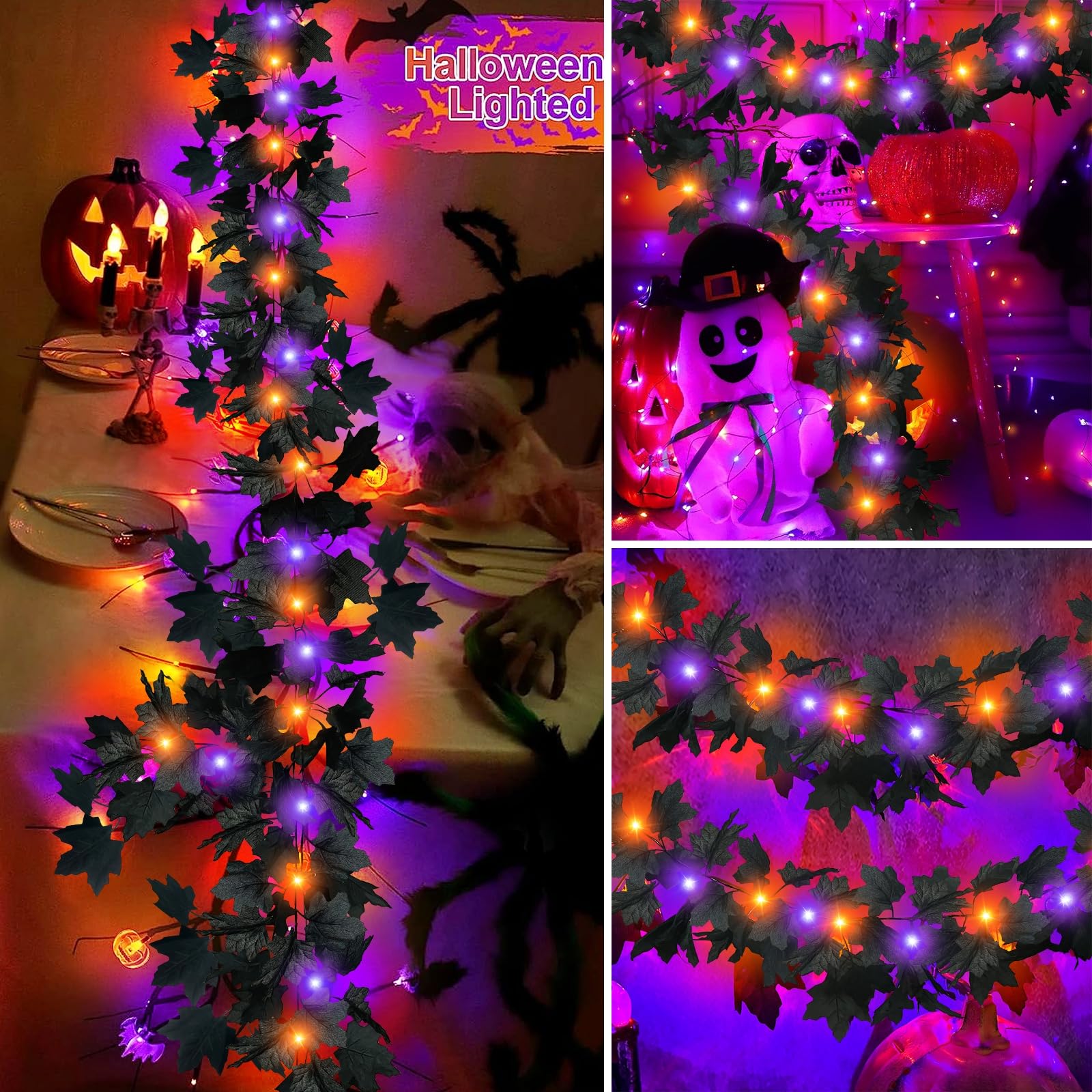 Foto 5 pulgar | Guirnalda Negra Turnmeon para Halloween 13 Pies y 40 Led - Venta Internacional