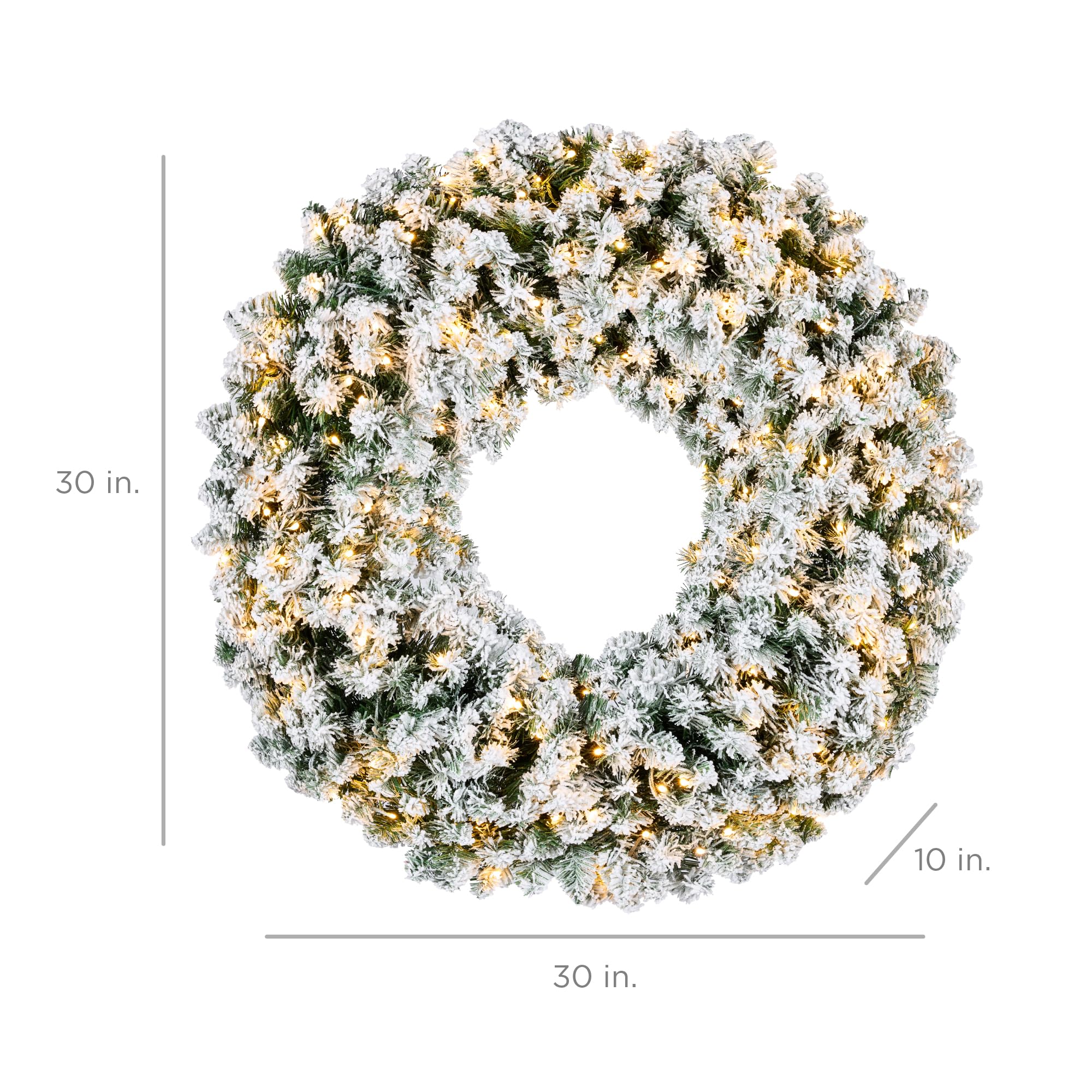 Foto 8 pulgar | Corona Navideña Best Choice Products Flocada de 30 cm con Luces - Venta Internacional