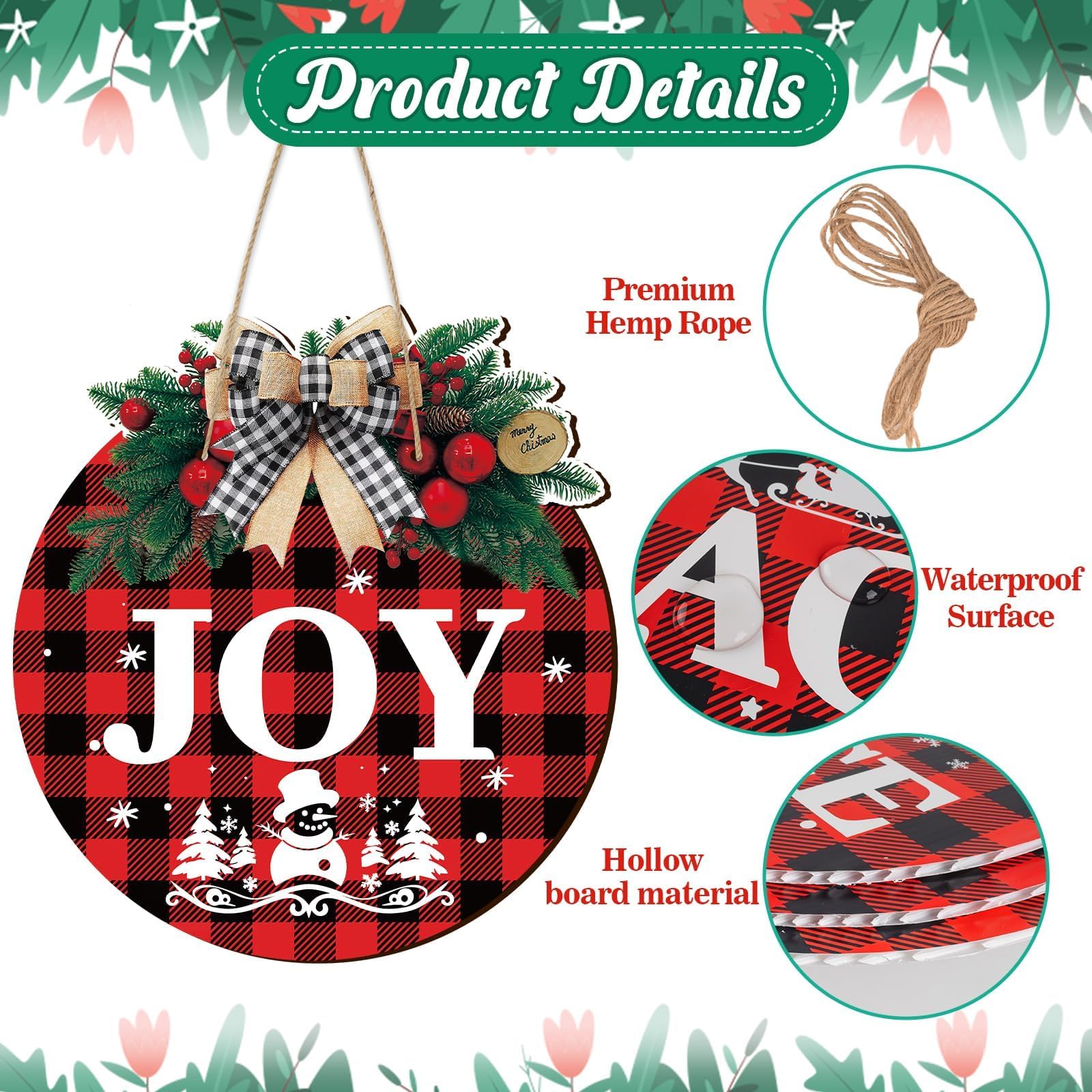 Foto 5 | Coronas Navideñas OuMuaMua 11 Buffalo Plaid con Belén 6 Piezas - Venta Internacional