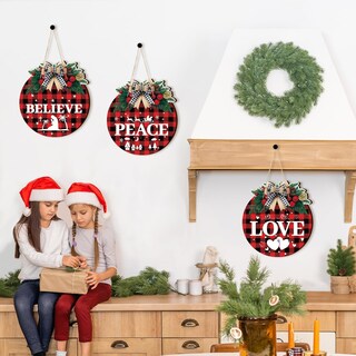 Foto 7 | Coronas Navideñas OuMuaMua 11 Buffalo Plaid con Belén 6 Piezas - Venta Internacional