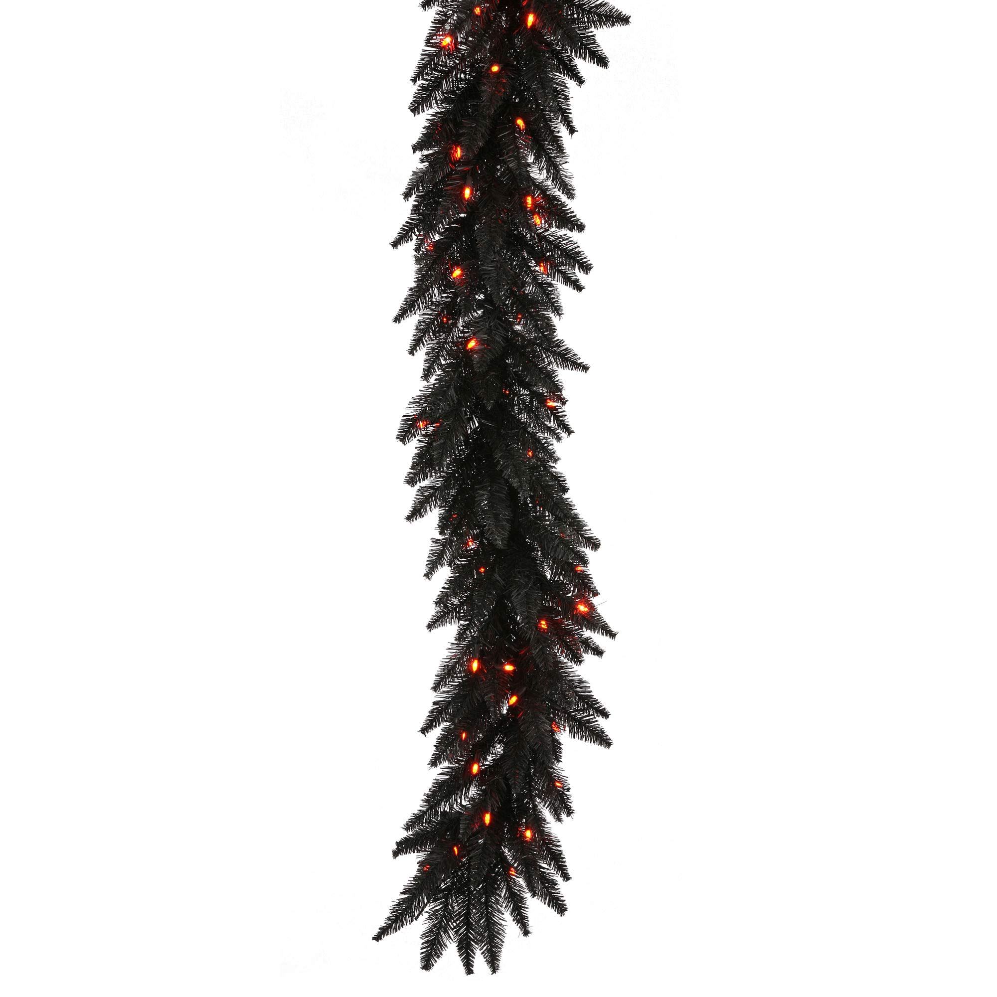 Guirnalda Navideña Vickerman De Abeto Negro De 2,7 M Con Luces Led Naranjas - Venta Internacional.