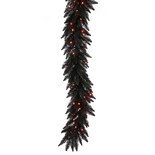 Guirnalda Navideña Vickerman De Abeto Negro De 2,7 M Con Luces Led Naranjas - Venta Internacional.