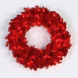 Corona Navideña Vickerman De Abeto Rojo Flocado De 24 Pulgadas Con Led - Venta Internacional.