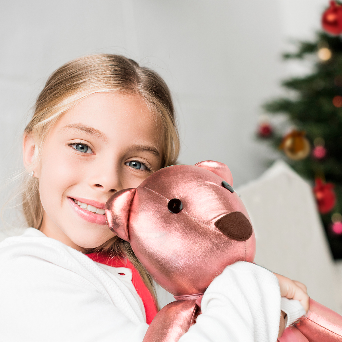 Foto 6 | Oso Navideño de Tela Metálica Tv Ofertas Fredo Rosa Pastel 80 cm