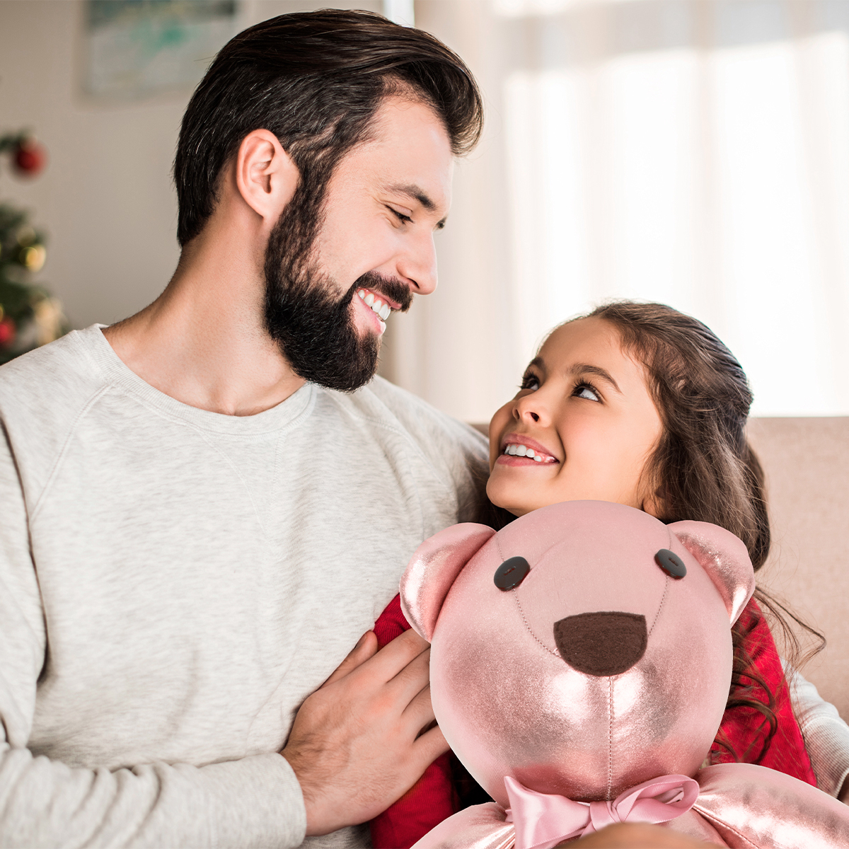 Foto 8 pulgar | Oso Navideño de Tela Metálica Tv Ofertas Fredo Rosa Pastel 80 cm