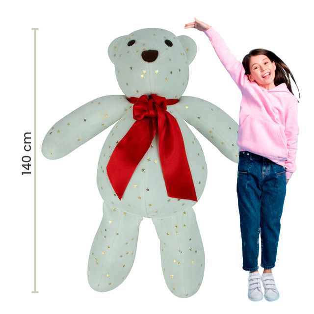 Foto 6 pulgar | Oso Navideño de Tela Metálica Tv Ofertas Fredo Hueso con Estrellas 140 cm